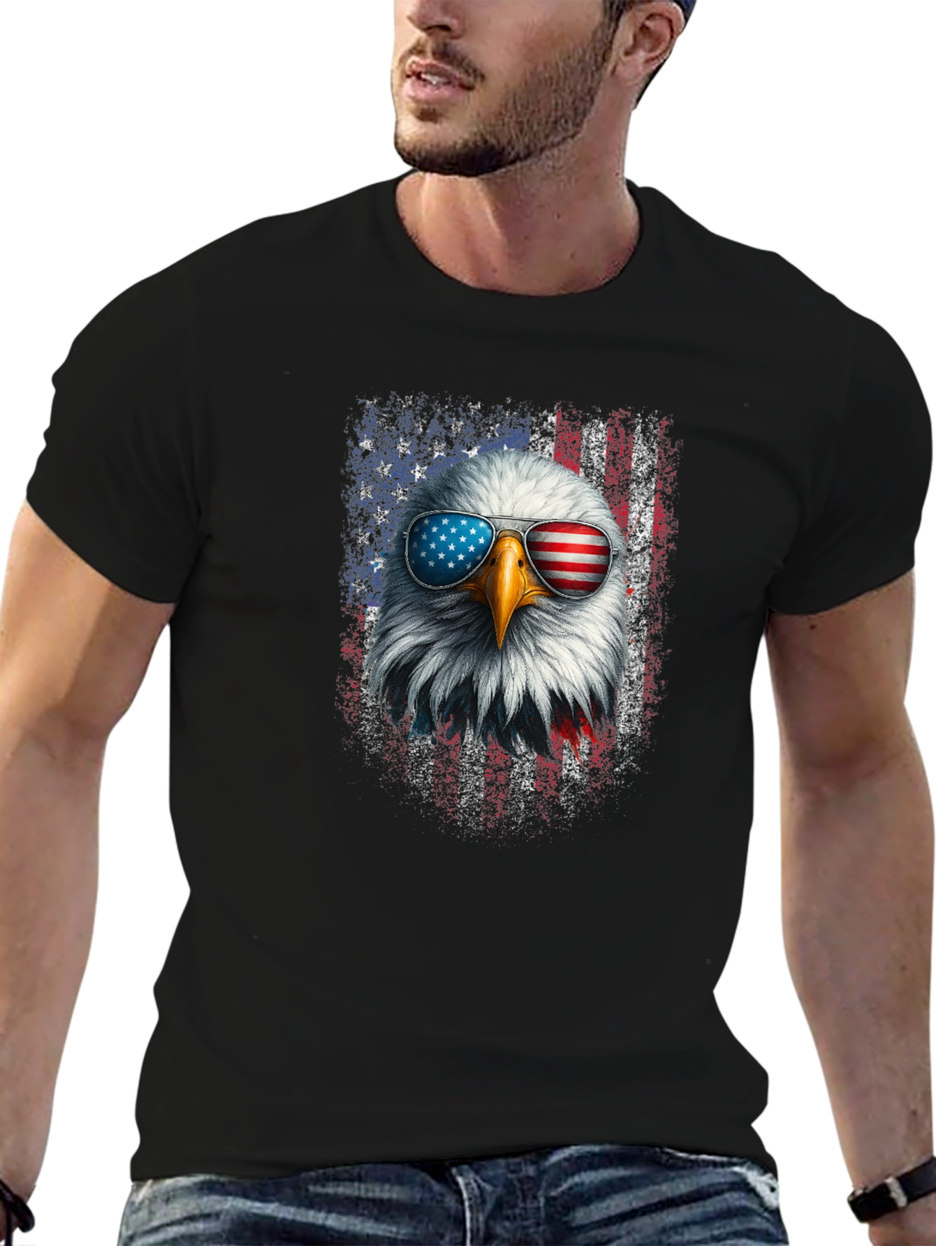 Patriotic Eagle T-Shirt - American Flag Sunglasses