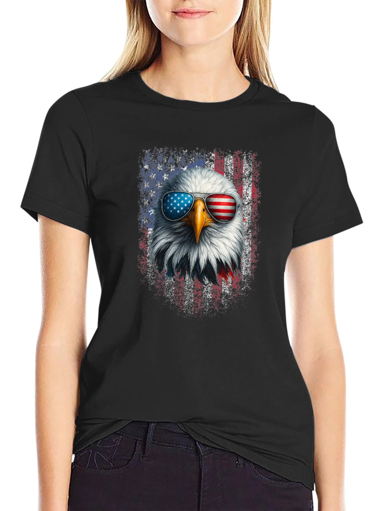 Patriotic Eagle T-Shirt - American Flag Sunglasses