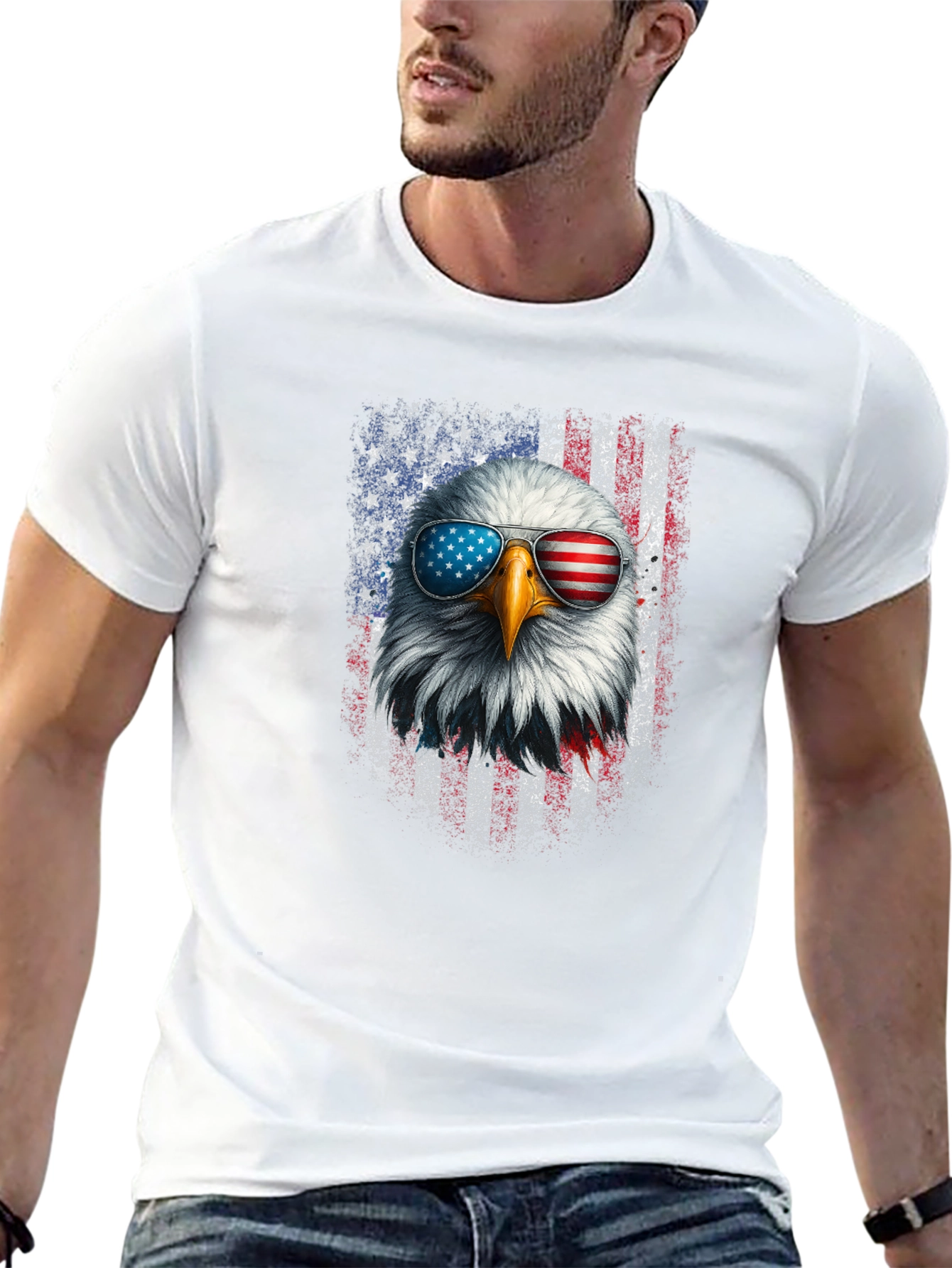 Patriotic Eagle T-Shirt - American Flag Sunglasses