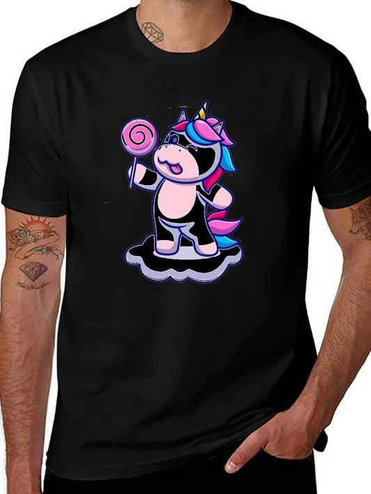 Unicorn Lollipop Graphic Tee - Black Casual Comfort