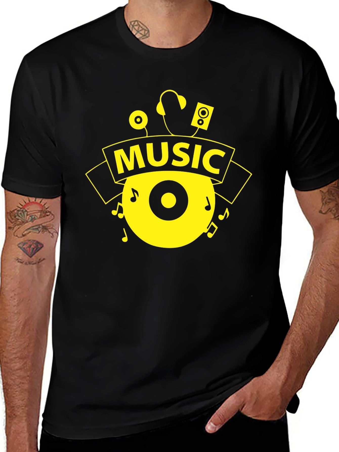 Music Lover Graphic Tee - Stylish Black T-Shirt