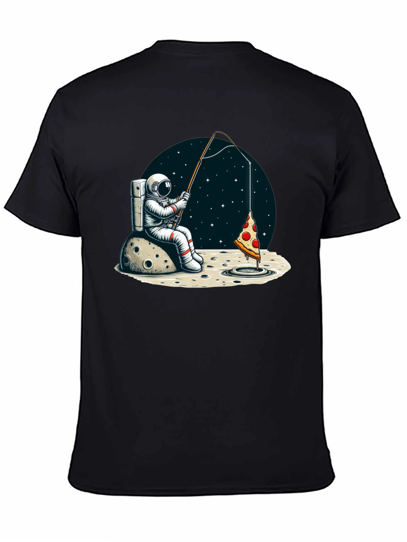 Astronaut Fishing for Pizza T-Shirt