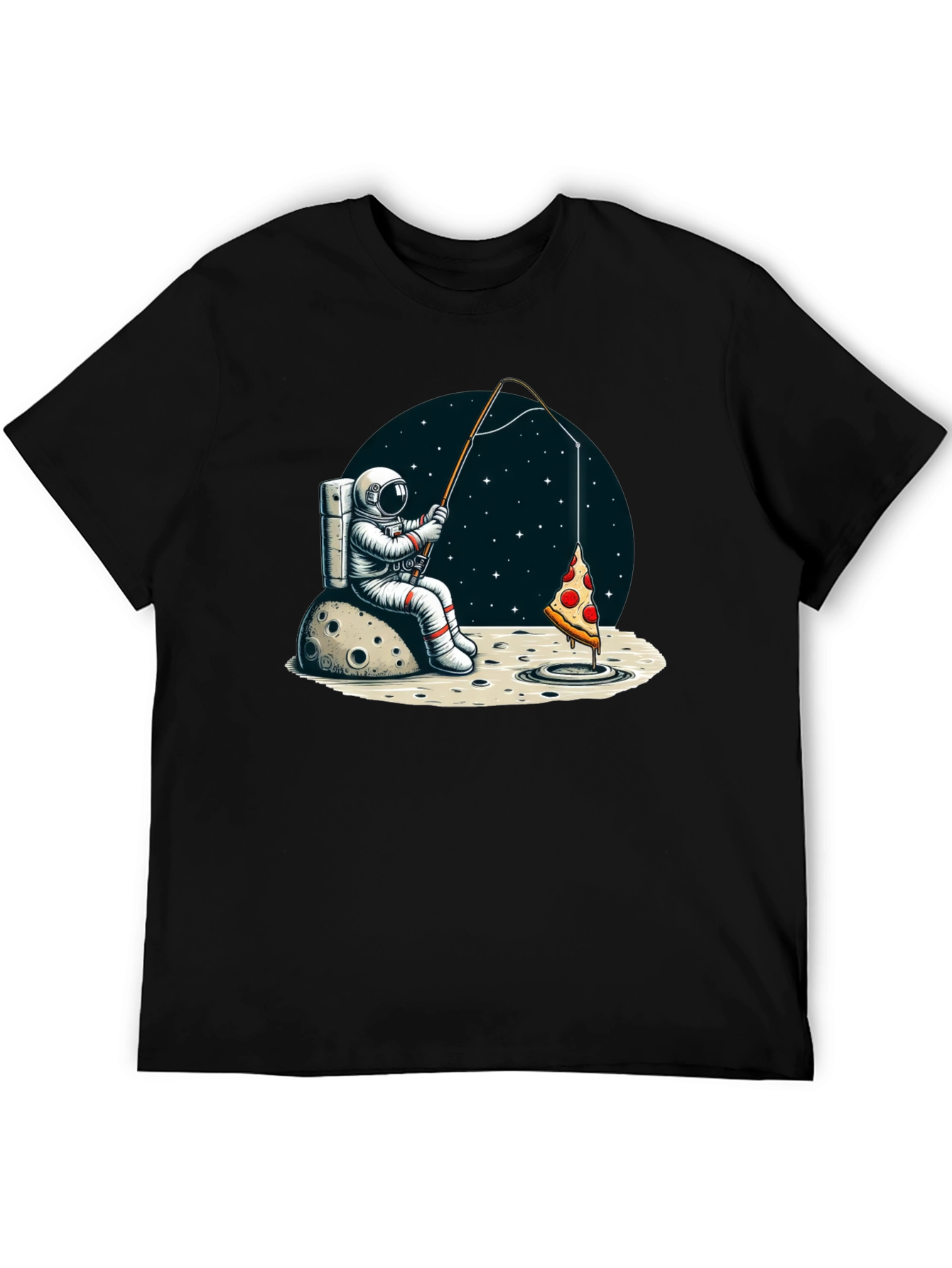 Astronaut Fishing for Pizza T-Shirt