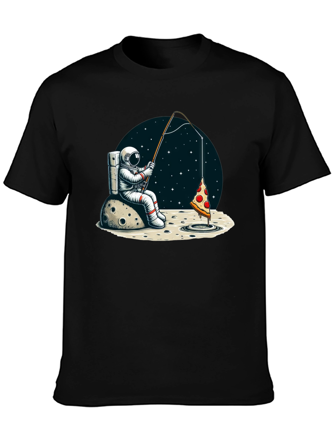 Astronaut Fishing for Pizza T-Shirt