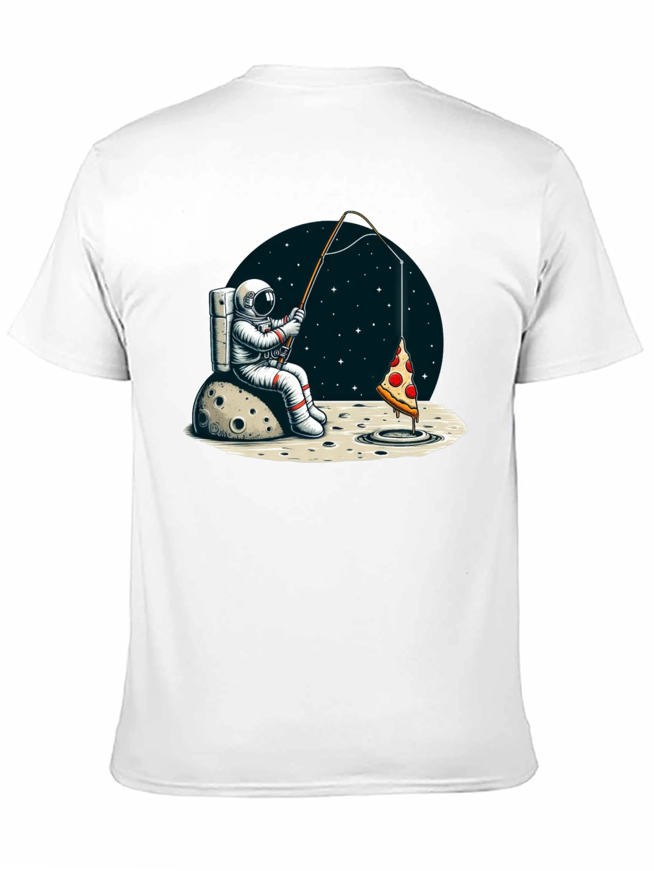 Astronaut Fishing for Pizza T-Shirt