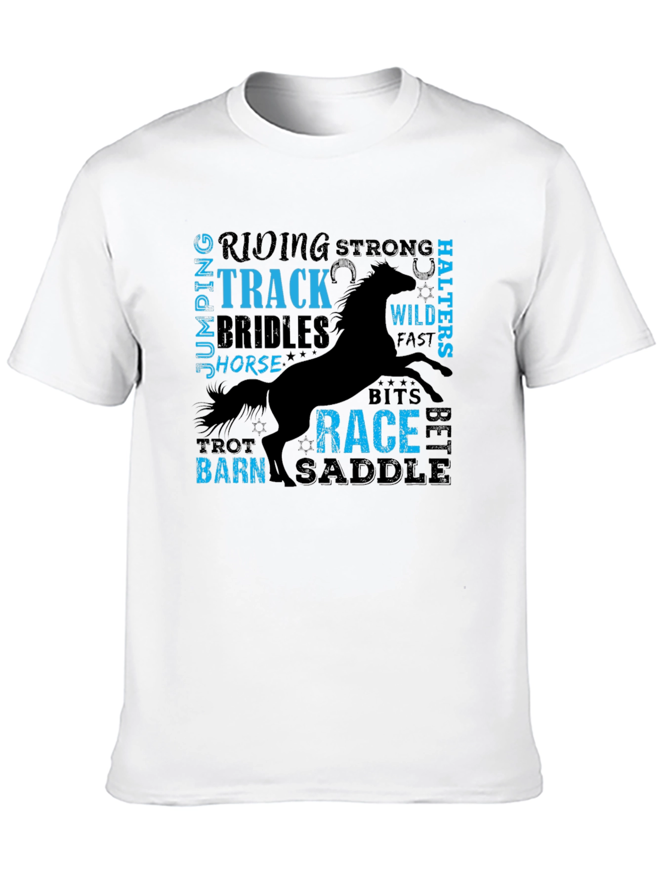 Equestrian Horse Riding Word Art Black T-Shirt