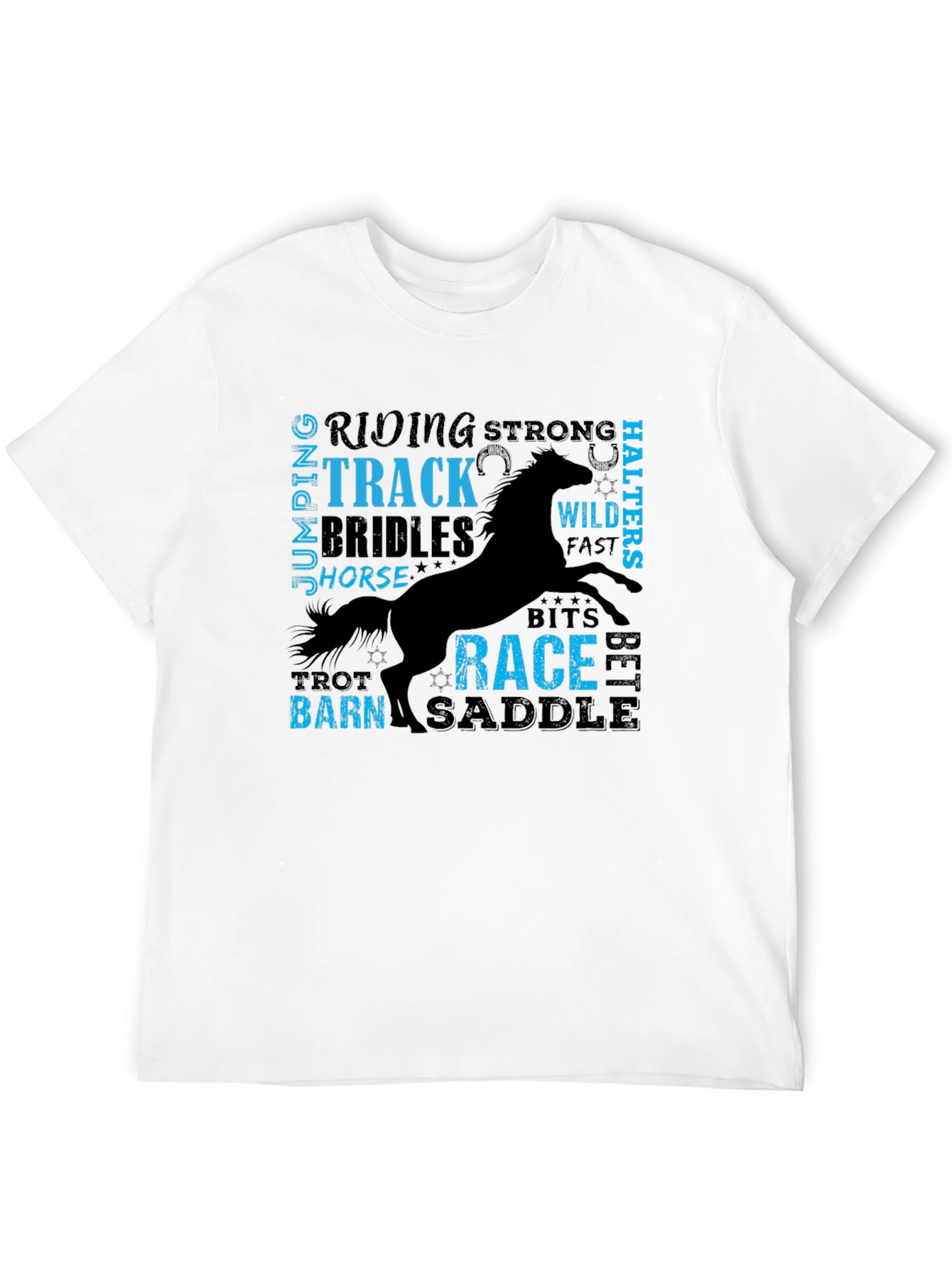 Equestrian Horse Riding Word Art Black T-Shirt