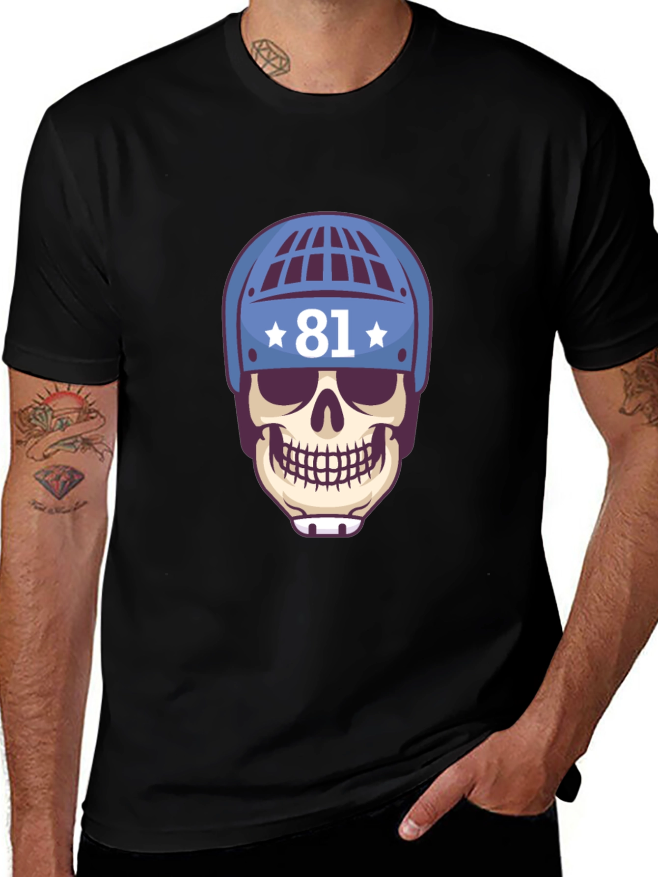 Skull Hockey Helmet Tee - Number 81 T-Shirt