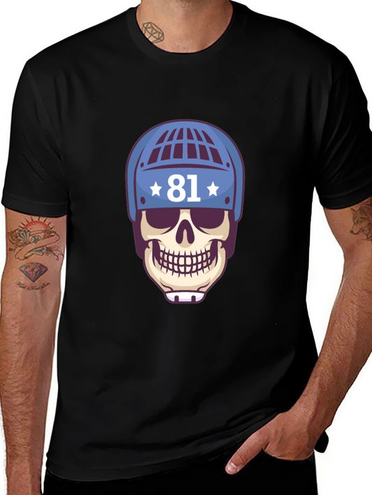 Skull Hockey Helmet Tee - Number 81 T-Shirt