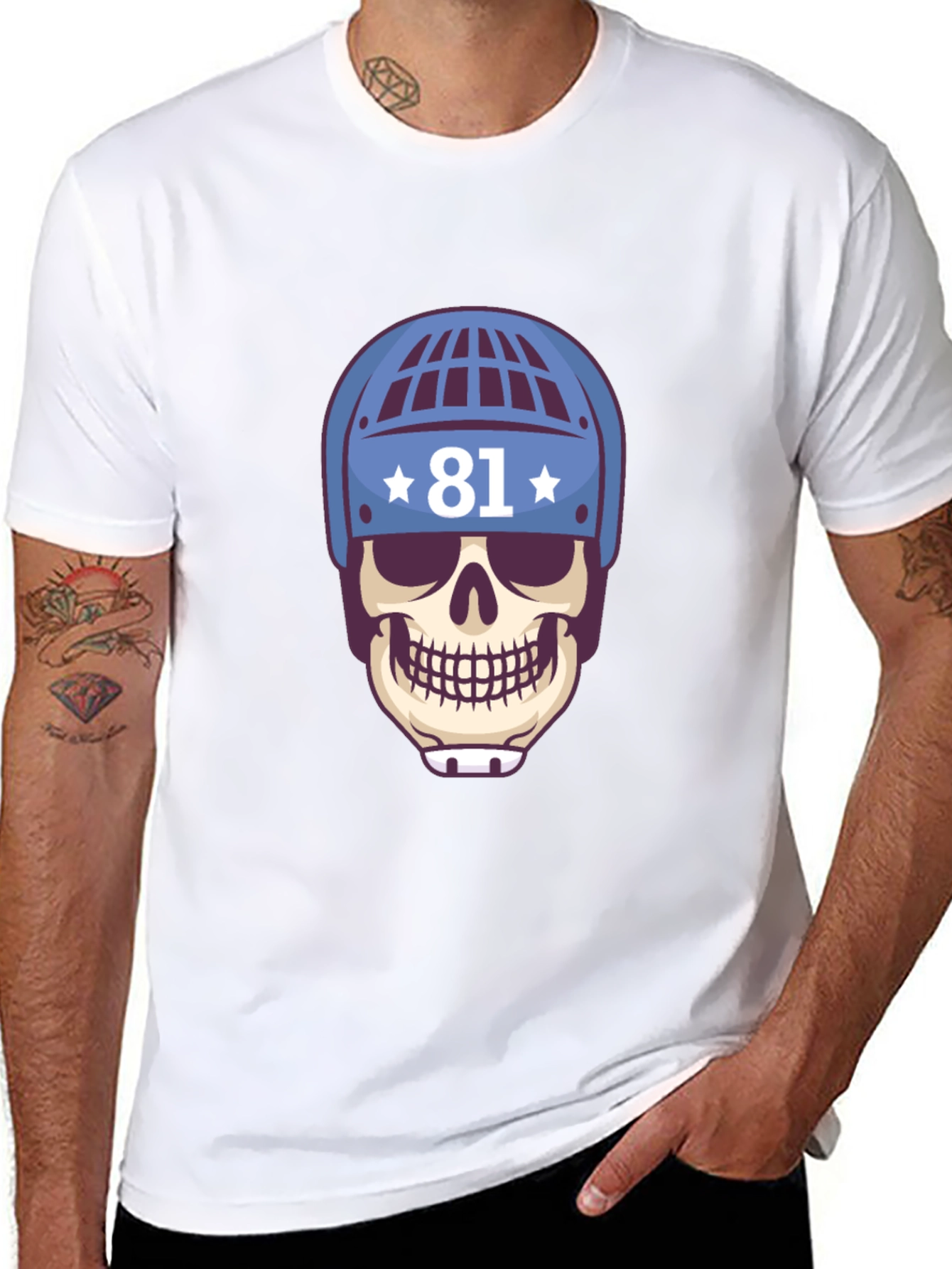 Skull Hockey Helmet Tee - Number 81 T-Shirt