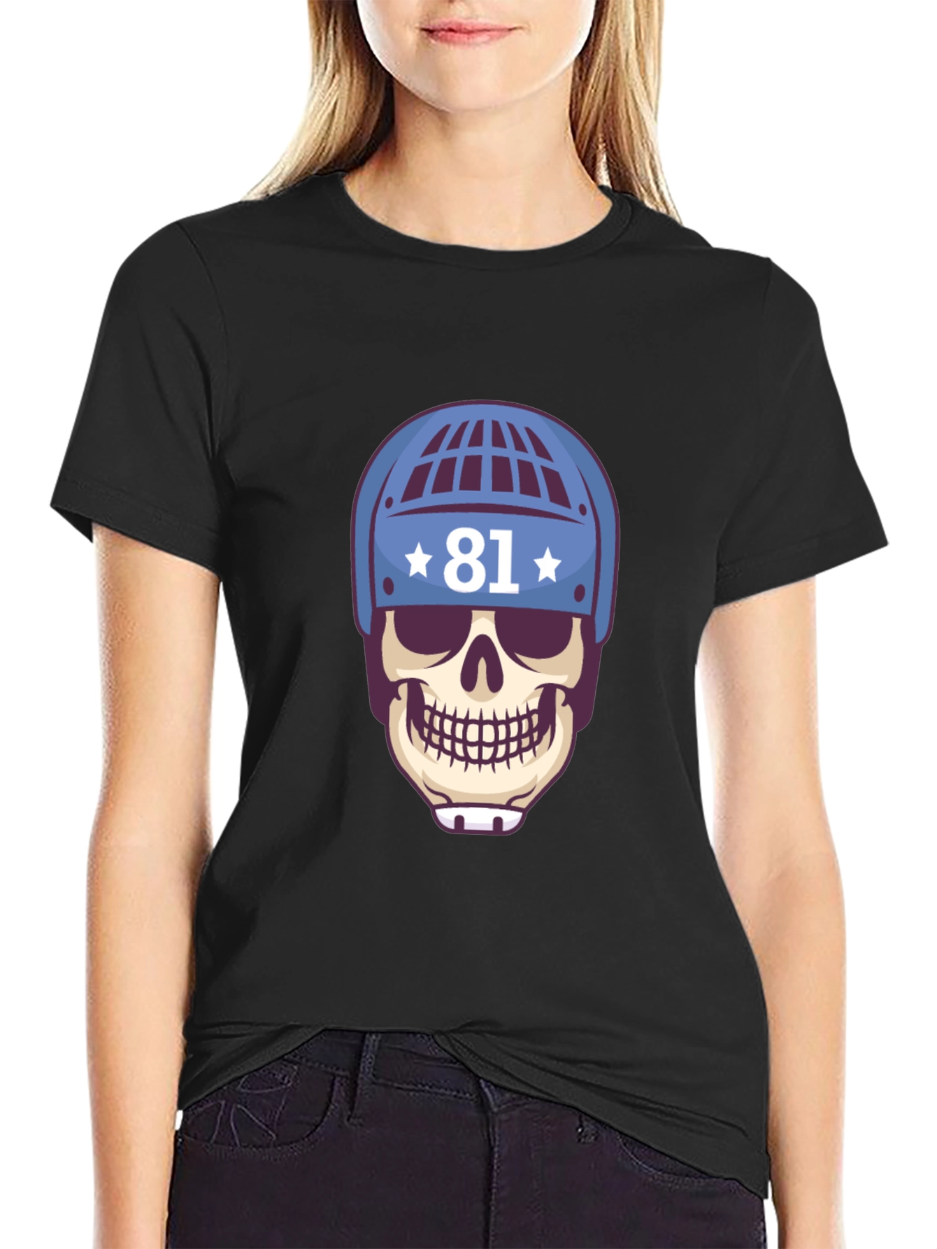 Skull Hockey Helmet Tee - Number 81 T-Shirt