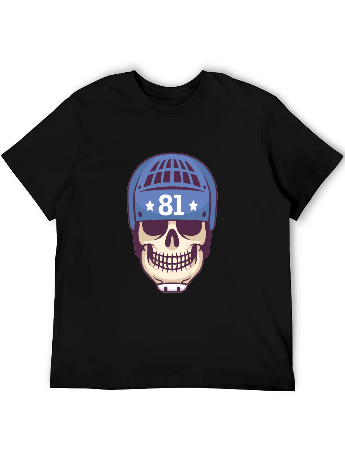 Skull Hockey Helmet Tee - Number 81 T-Shirt