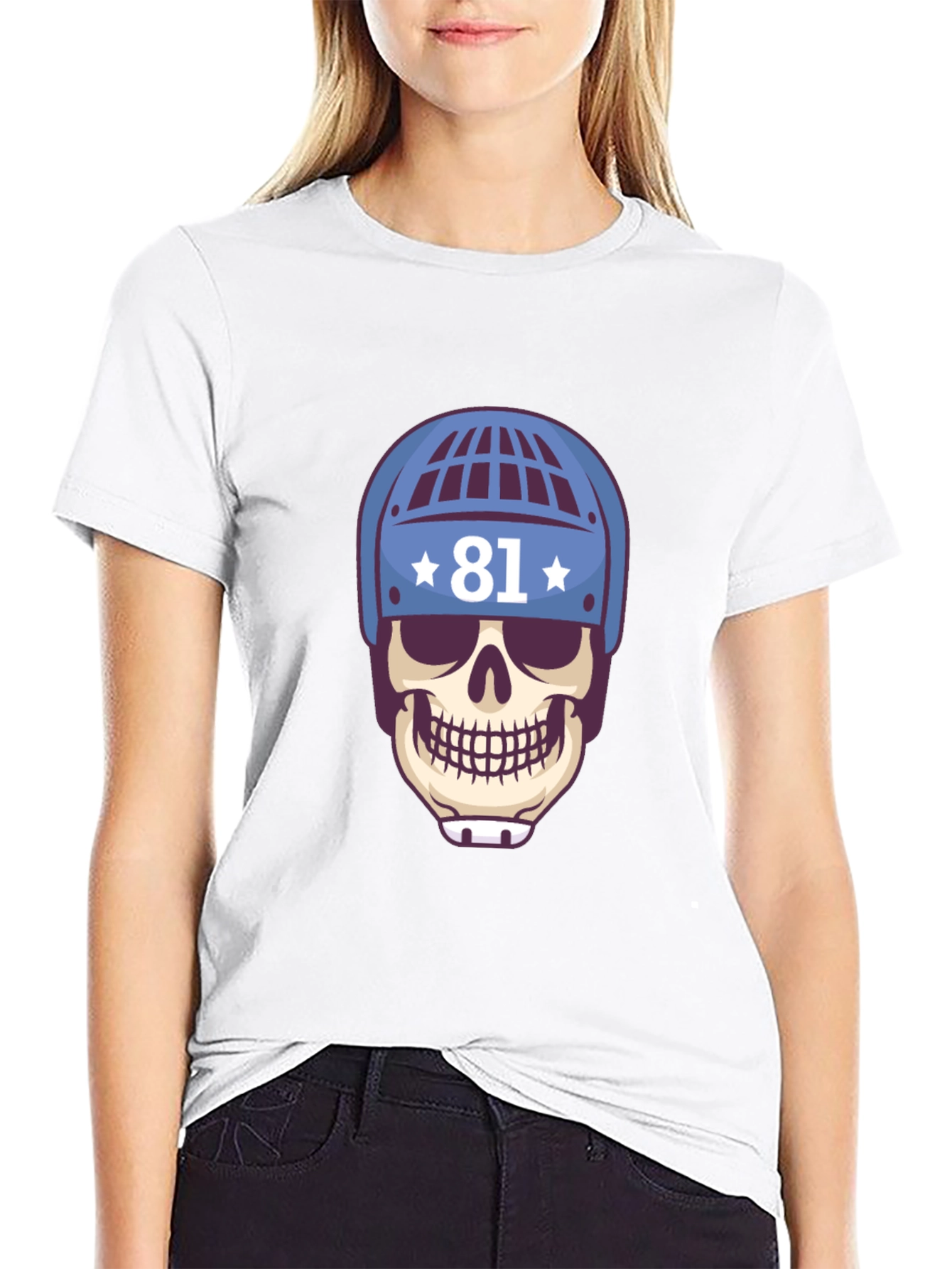 Skull Hockey Helmet Tee - Number 81 T-Shirt