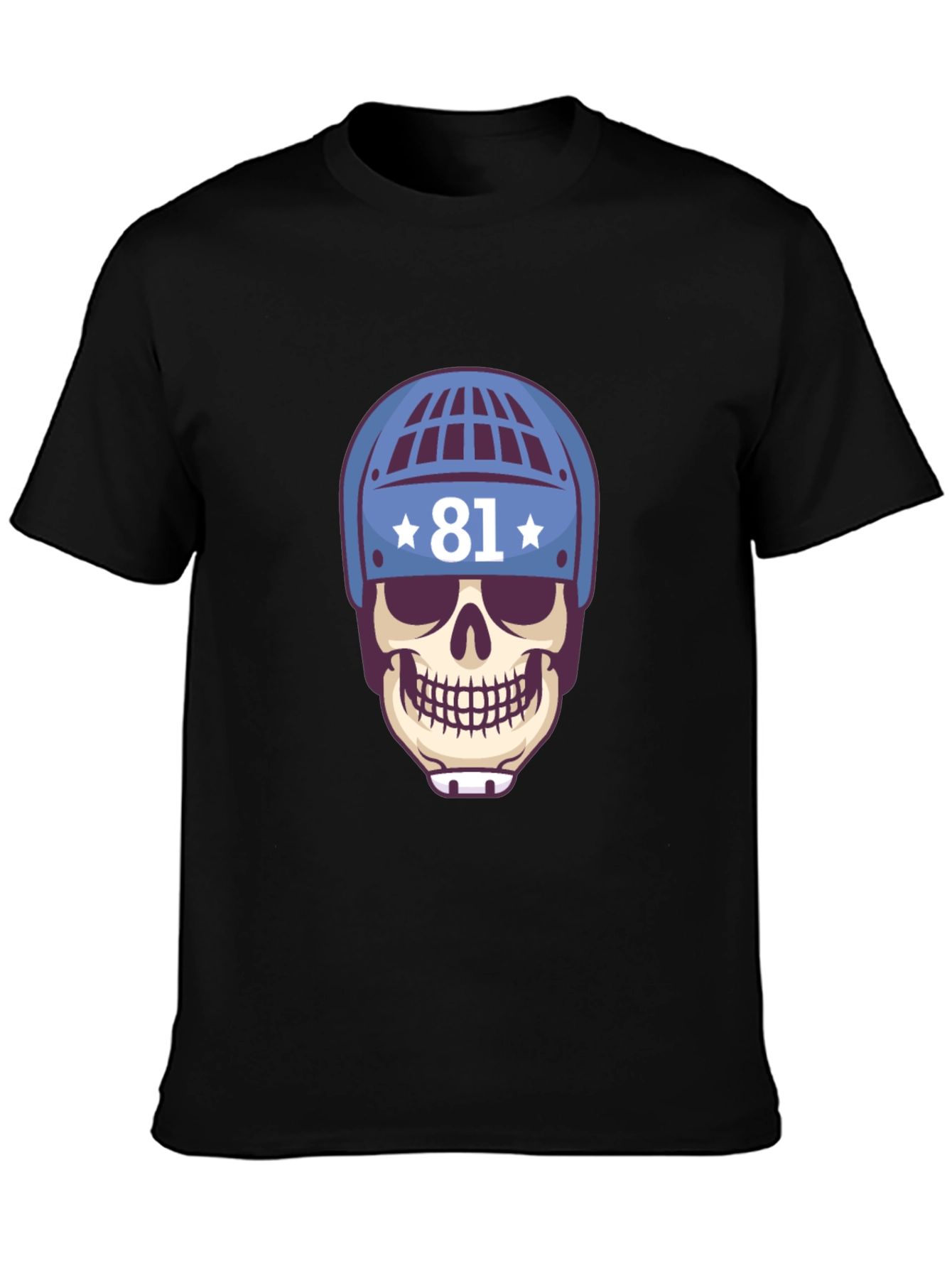 Skull Hockey Helmet Tee - Number 81 T-Shirt