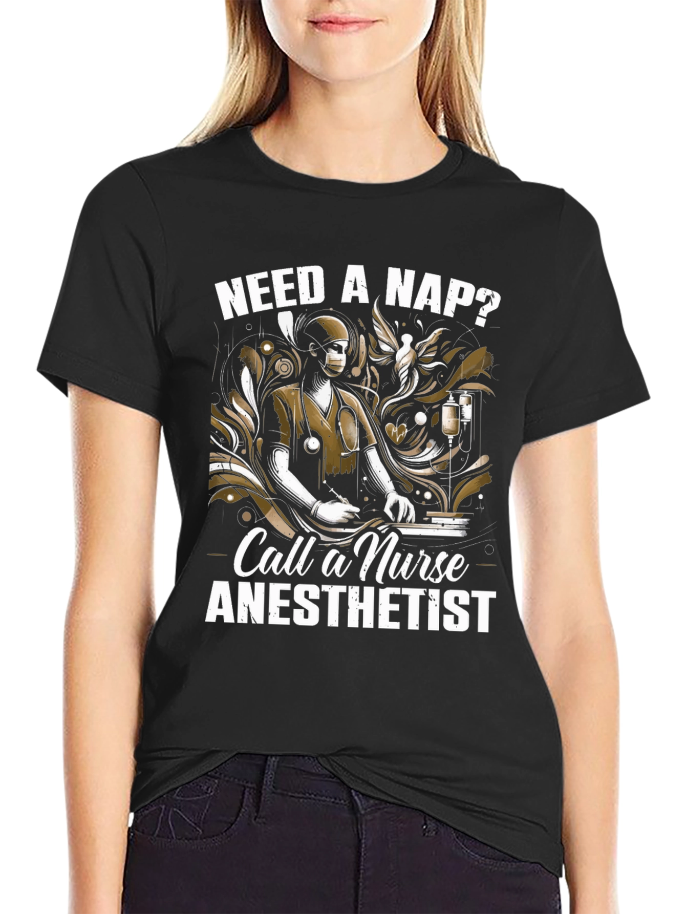 Need a Nap? Nurse Anesthetist Black T-Shirt
