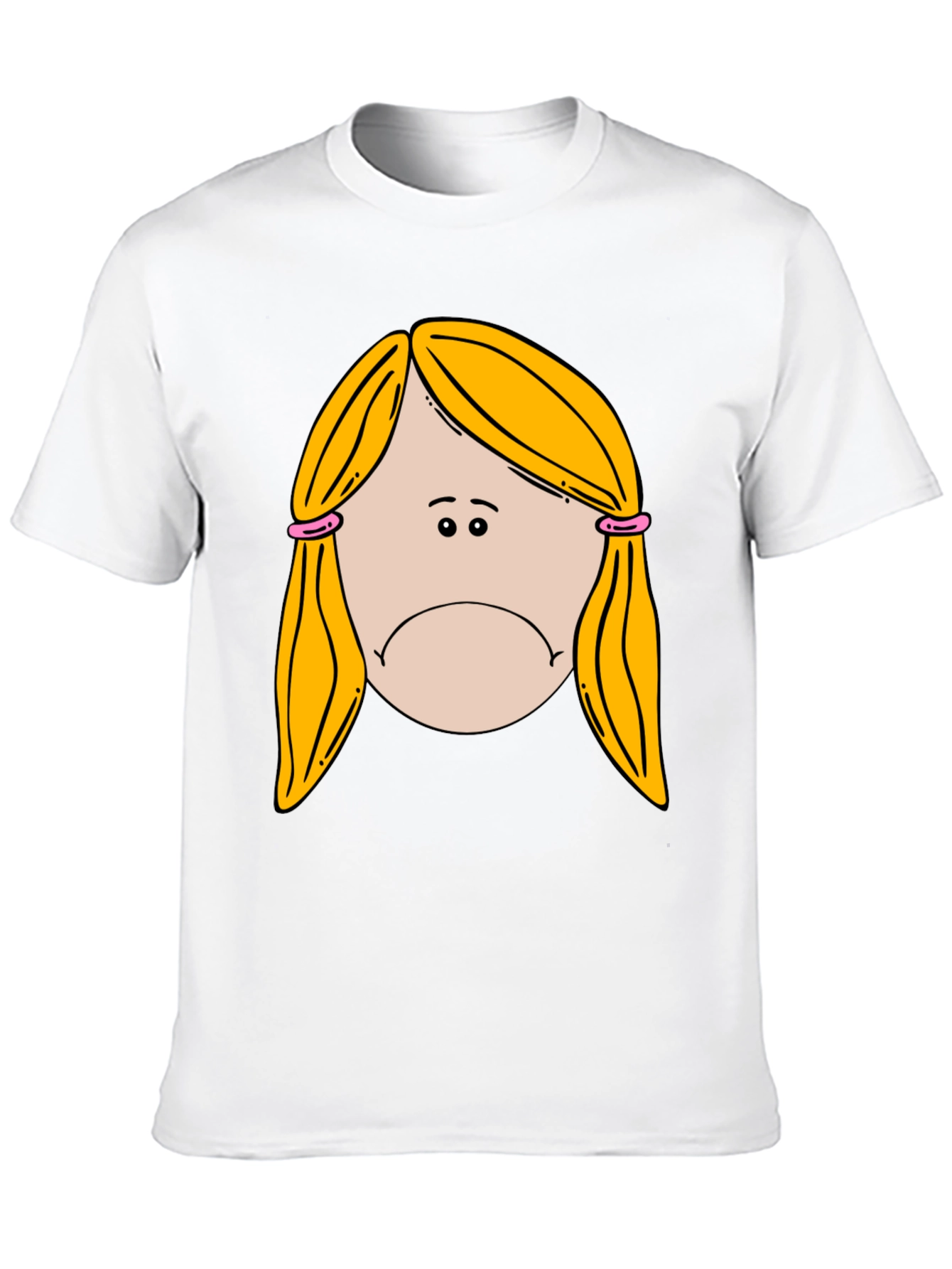 Sad Girl Cartoon Graphic Black T-Shirt
