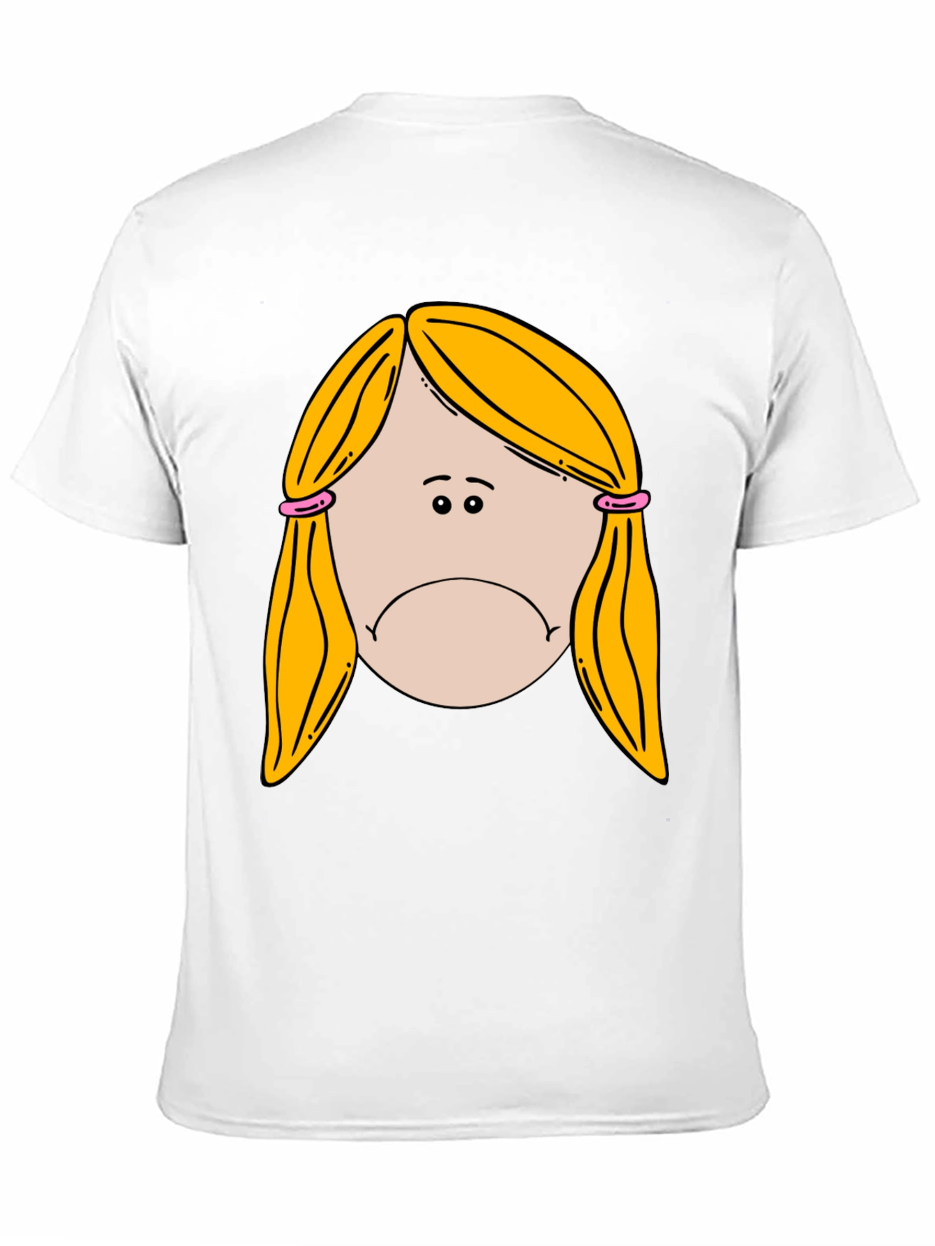 Sad Girl Cartoon Graphic Black T-Shirt