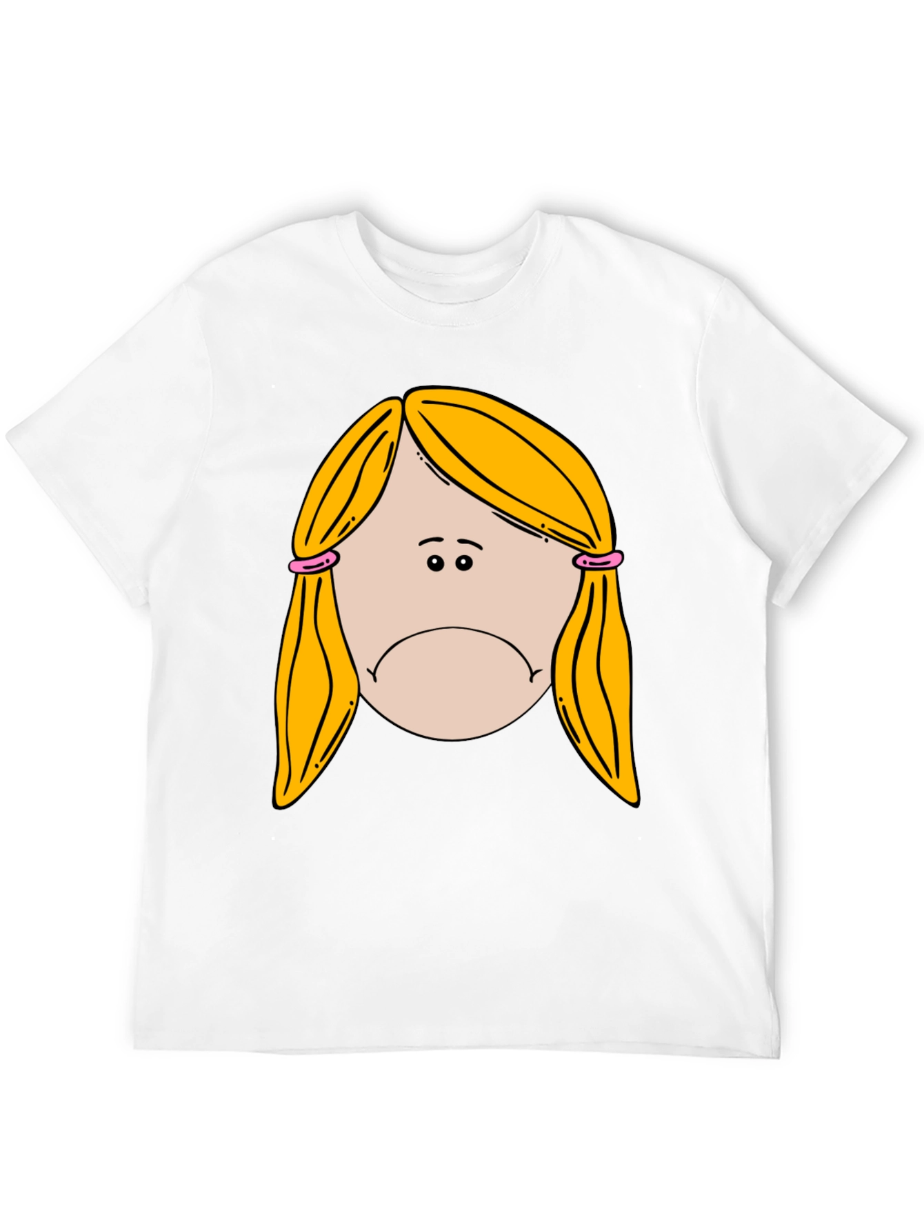 Sad Girl Cartoon Graphic Black T-Shirt