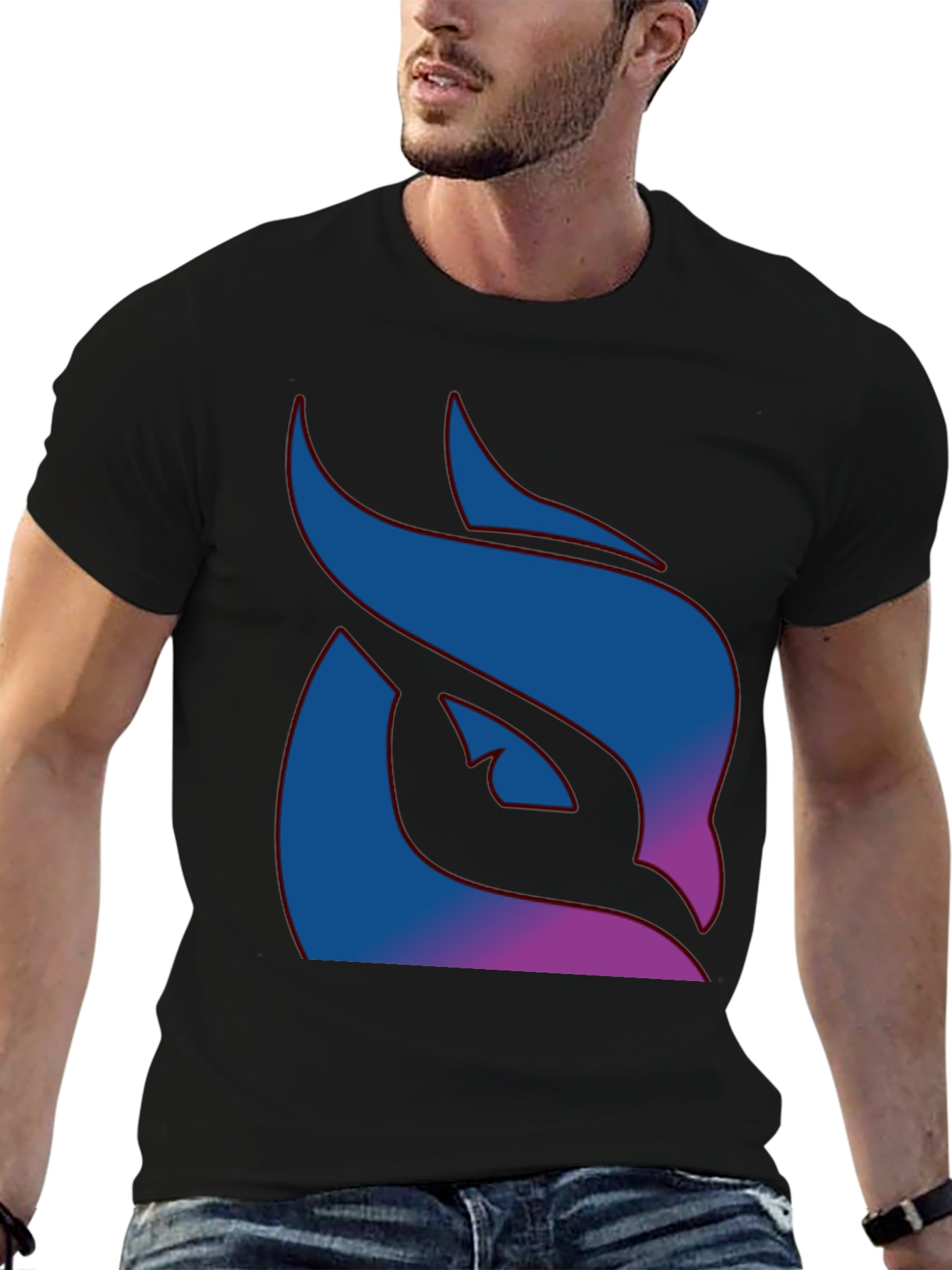 Abstract Owl Graphic Tee - Modern Black T-Shirt