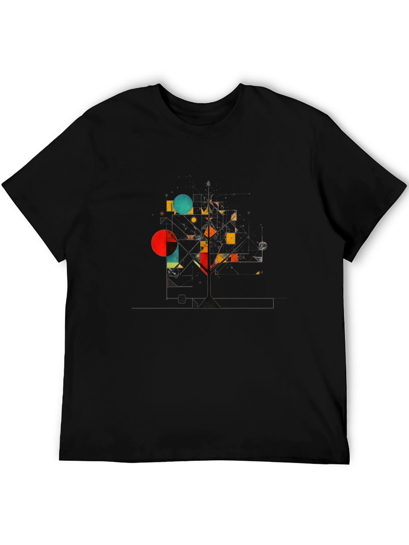 Geometric Abstract Art Black T-Shirt