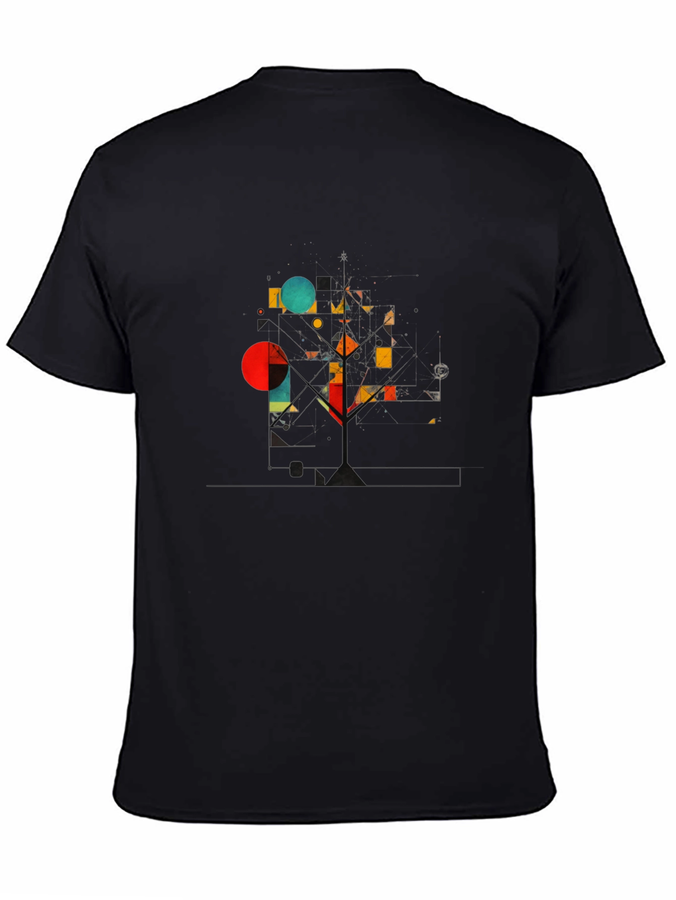 Geometric Abstract Art Black T-Shirt