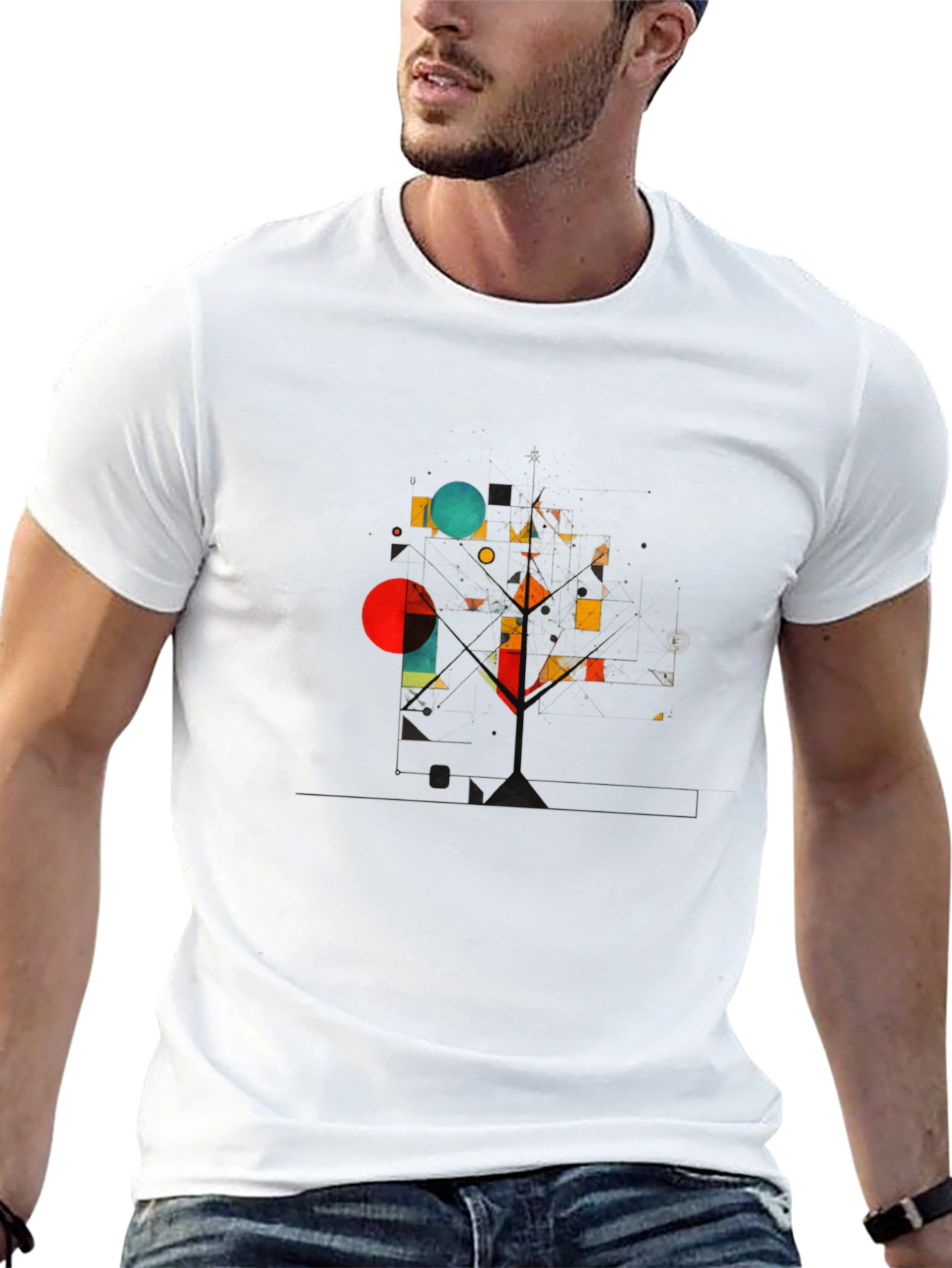 Geometric Abstract Art Black T-Shirt