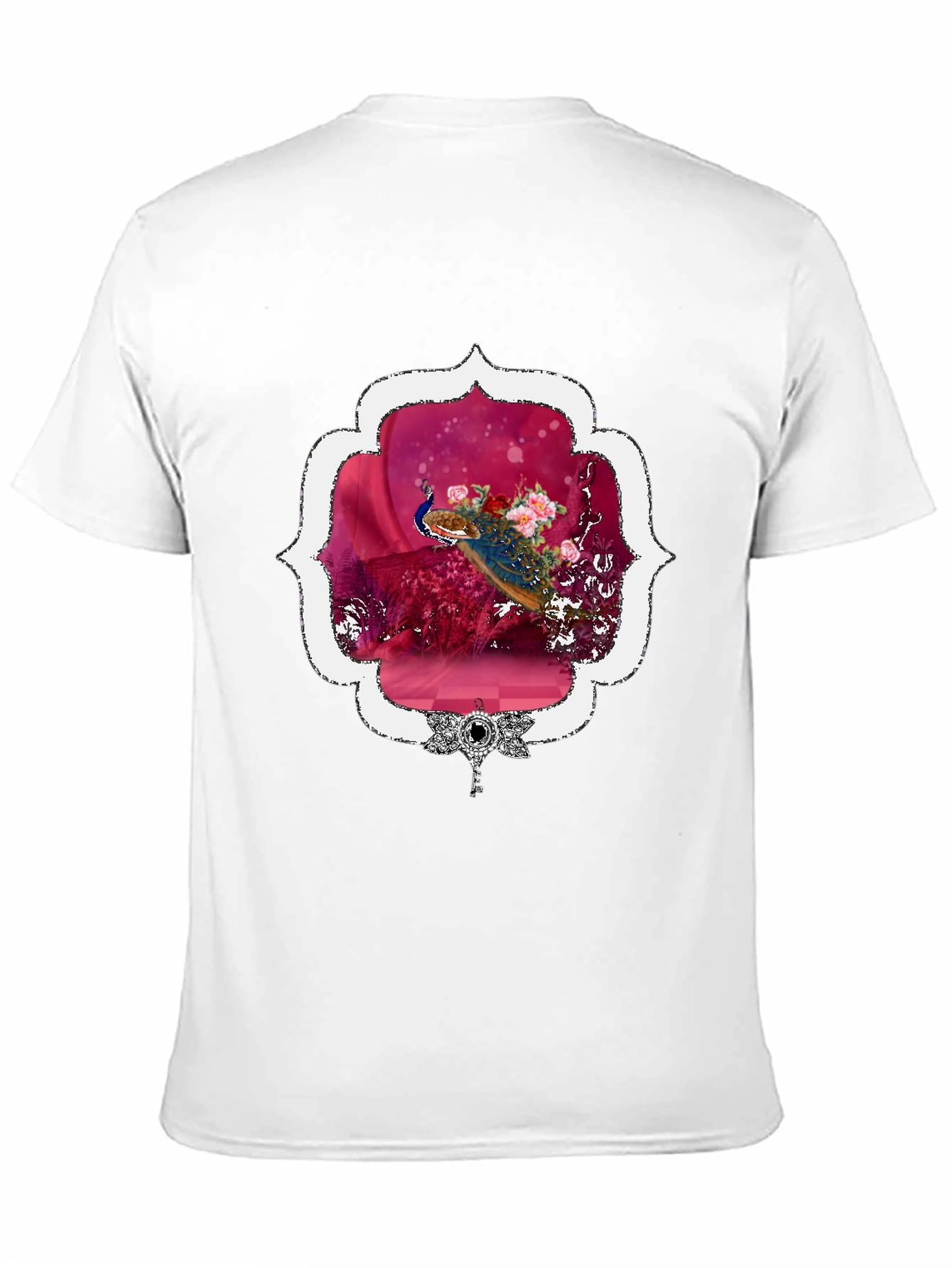 Floral Peacock Graphic Tee - Stylish & Unique