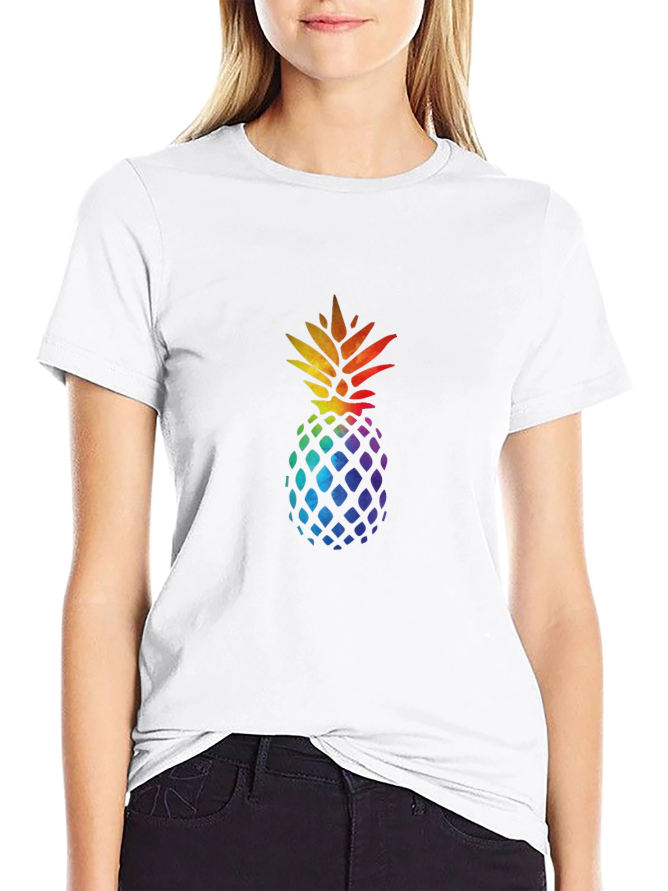 Rainbow Pineapple Graphic Tee - Stylish Mens Black T-Shirt
