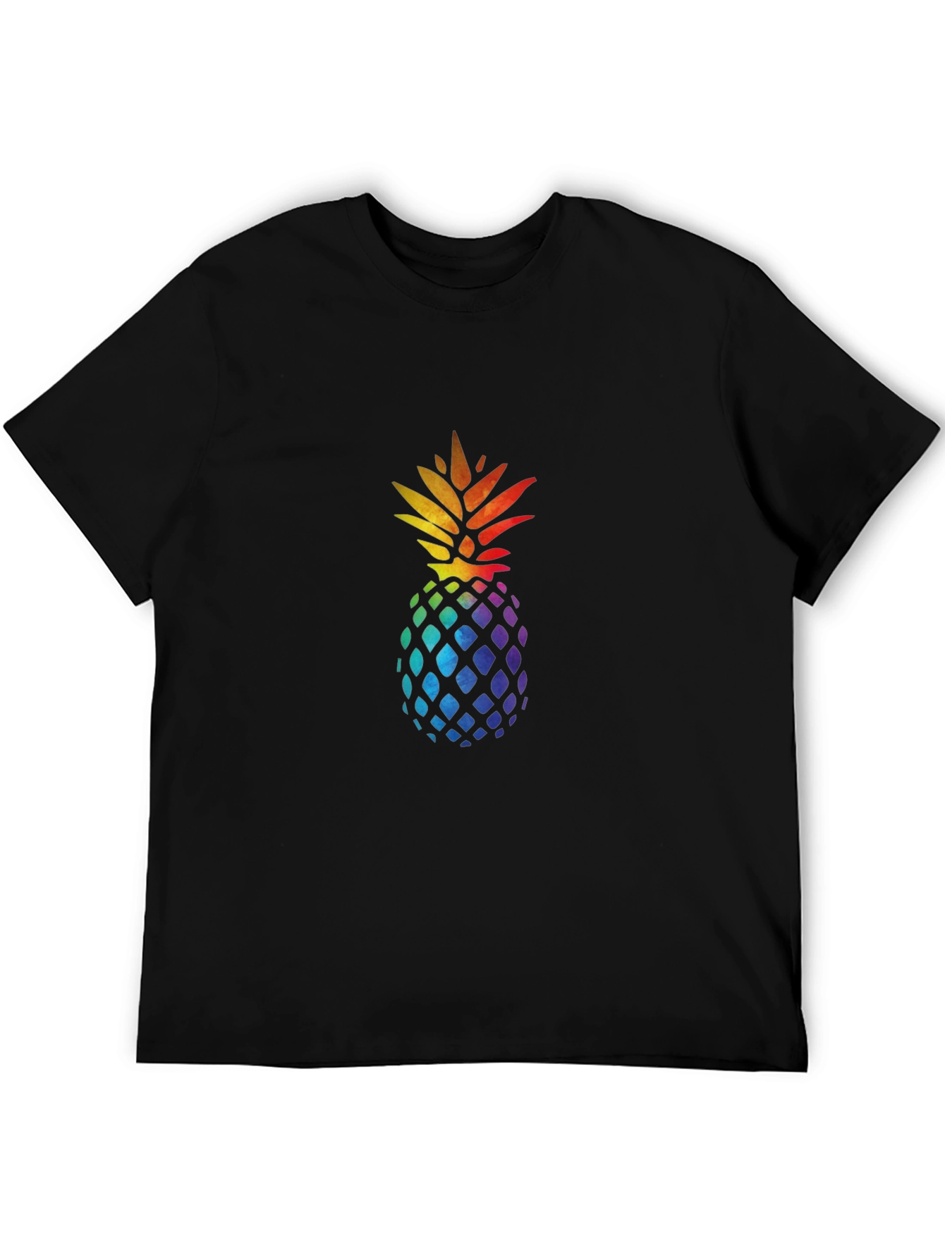 Rainbow Pineapple Graphic Tee - Stylish Mens Black T-Shirt