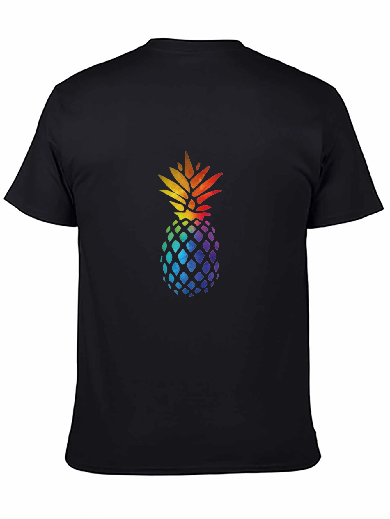 Rainbow Pineapple Graphic Tee - Stylish Mens Black T-Shirt