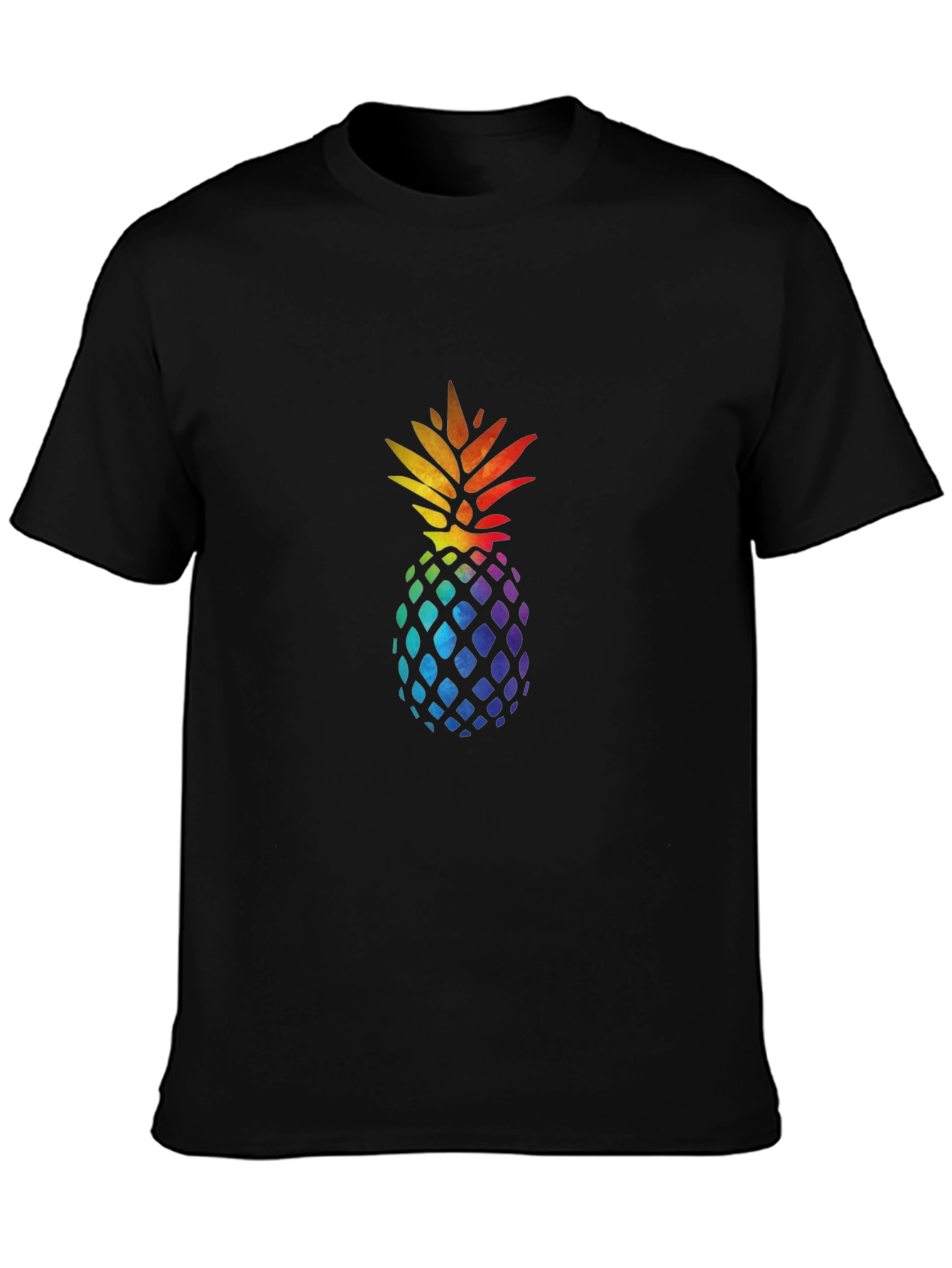Rainbow Pineapple Graphic Tee - Stylish Mens Black T-Shirt