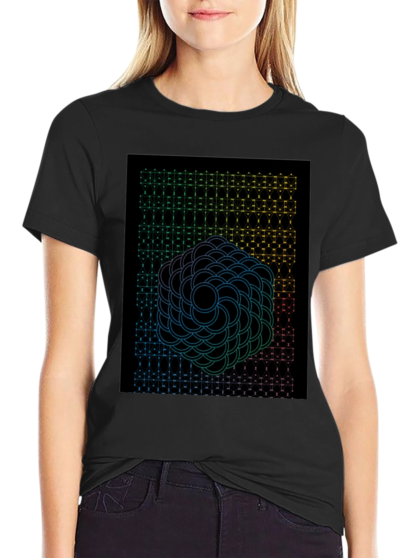 Geometric Circle T-Shirt - Black