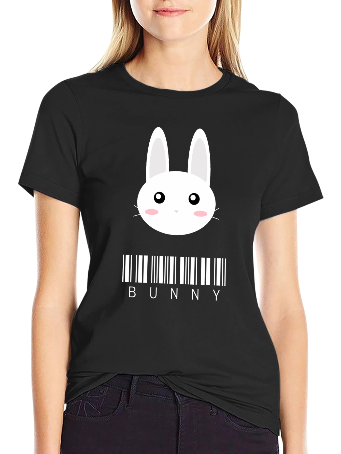 Bunny Barcode Graphic T-Shirt - Black Stylish Unique Design