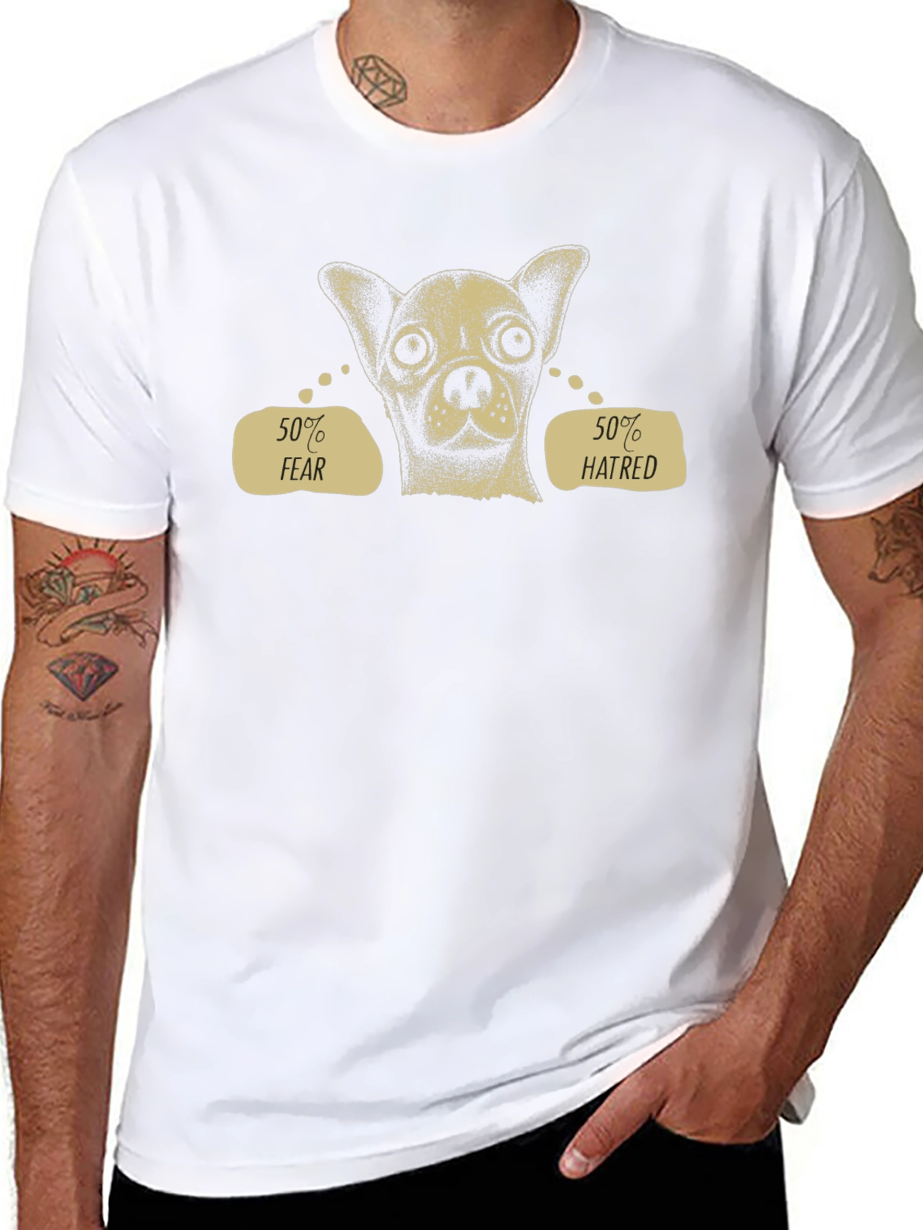 50% Fear 50% Hatred Chihuahua Graphic T-Shirt