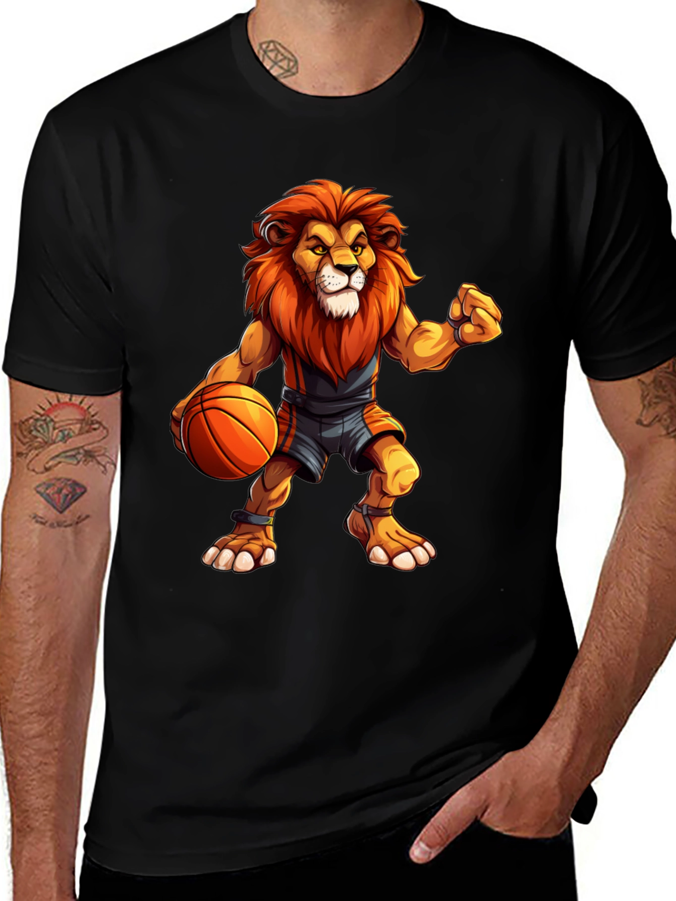 Basketball Lion Graphic T-Shirt