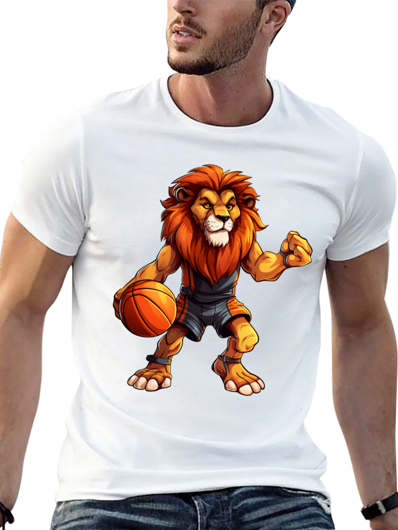 Basketball Lion Graphic T-Shirt