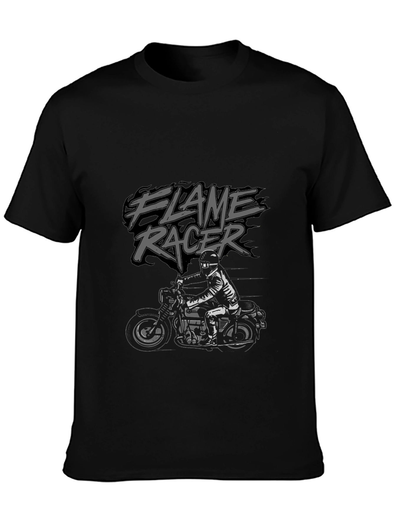 Flame Racer Graphic Tee - Motorcycle Design