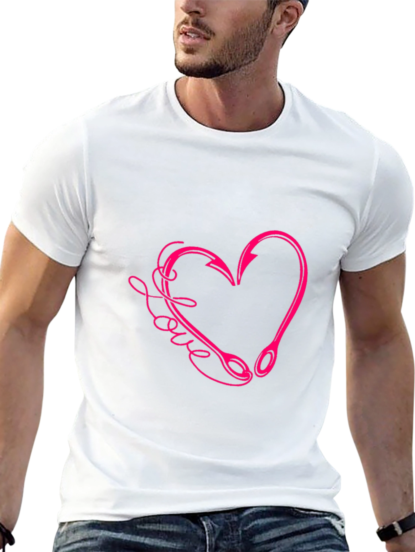 Love Fishing Hook Graphic T-Shirt
