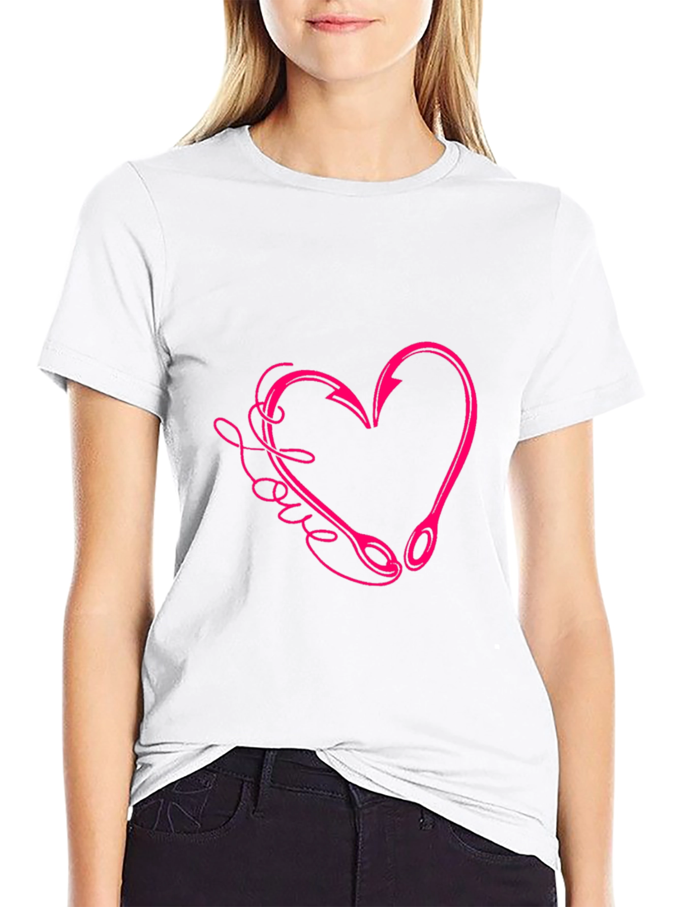 Love Fishing Hook Graphic T-Shirt