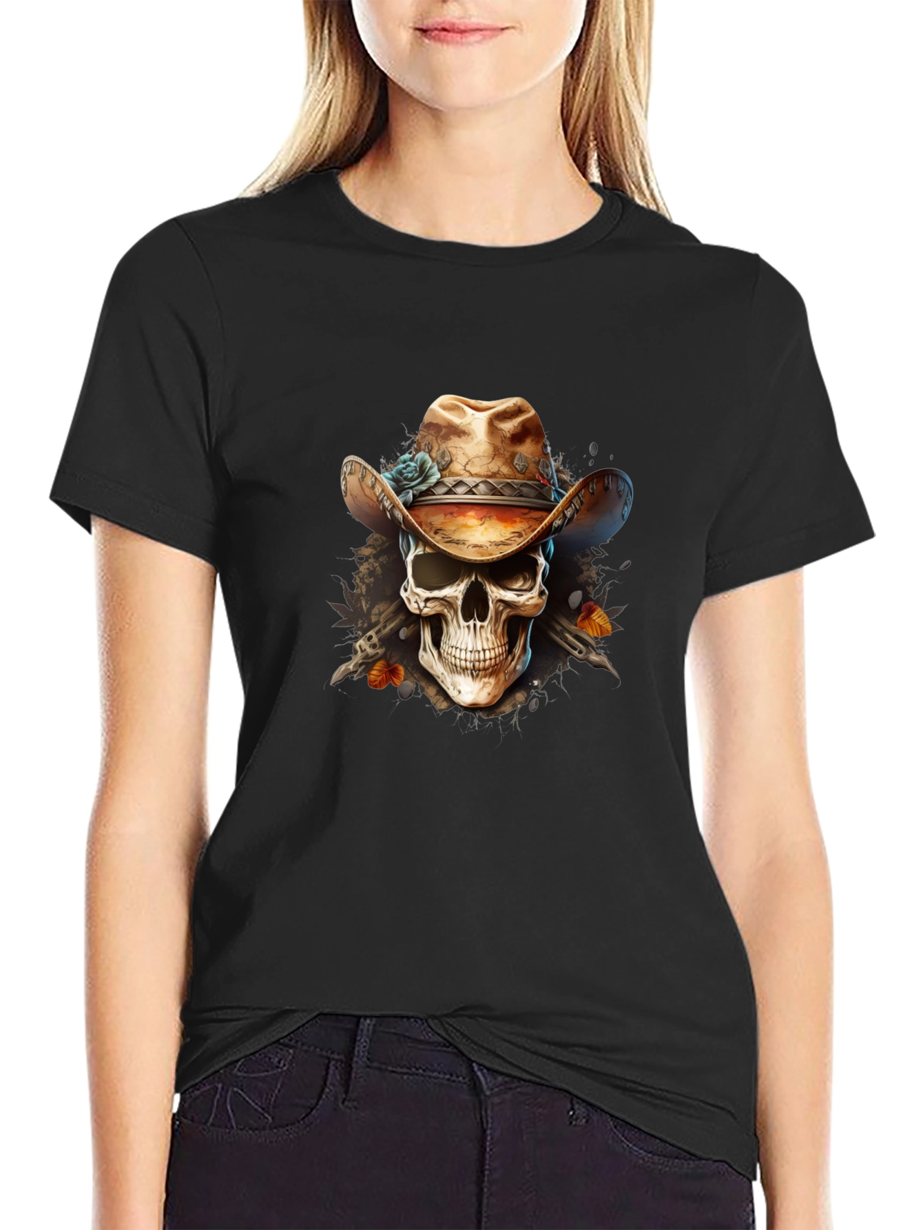 Cowboy Skull Graphic Tee - Western Style