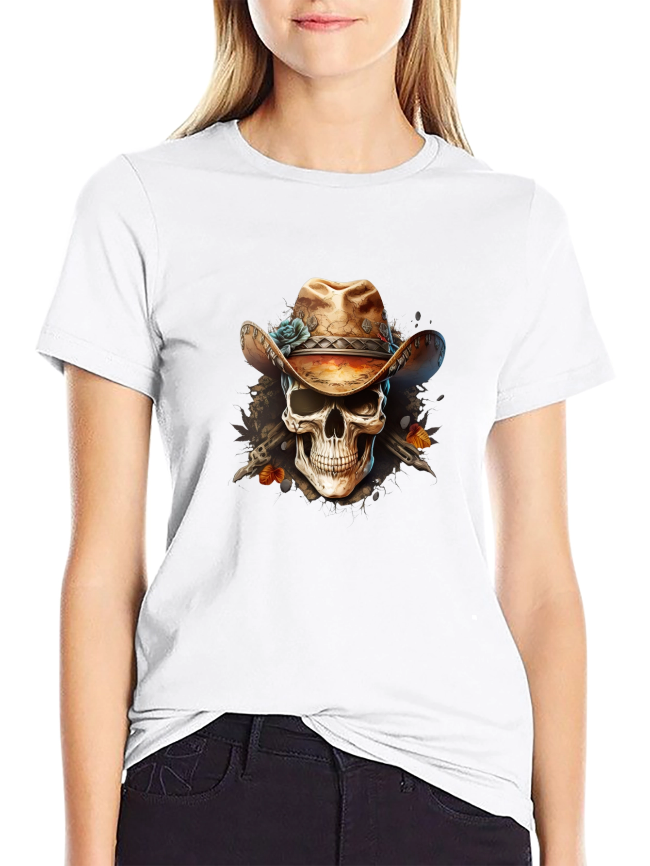 Cowboy Skull Graphic Tee - Western Style