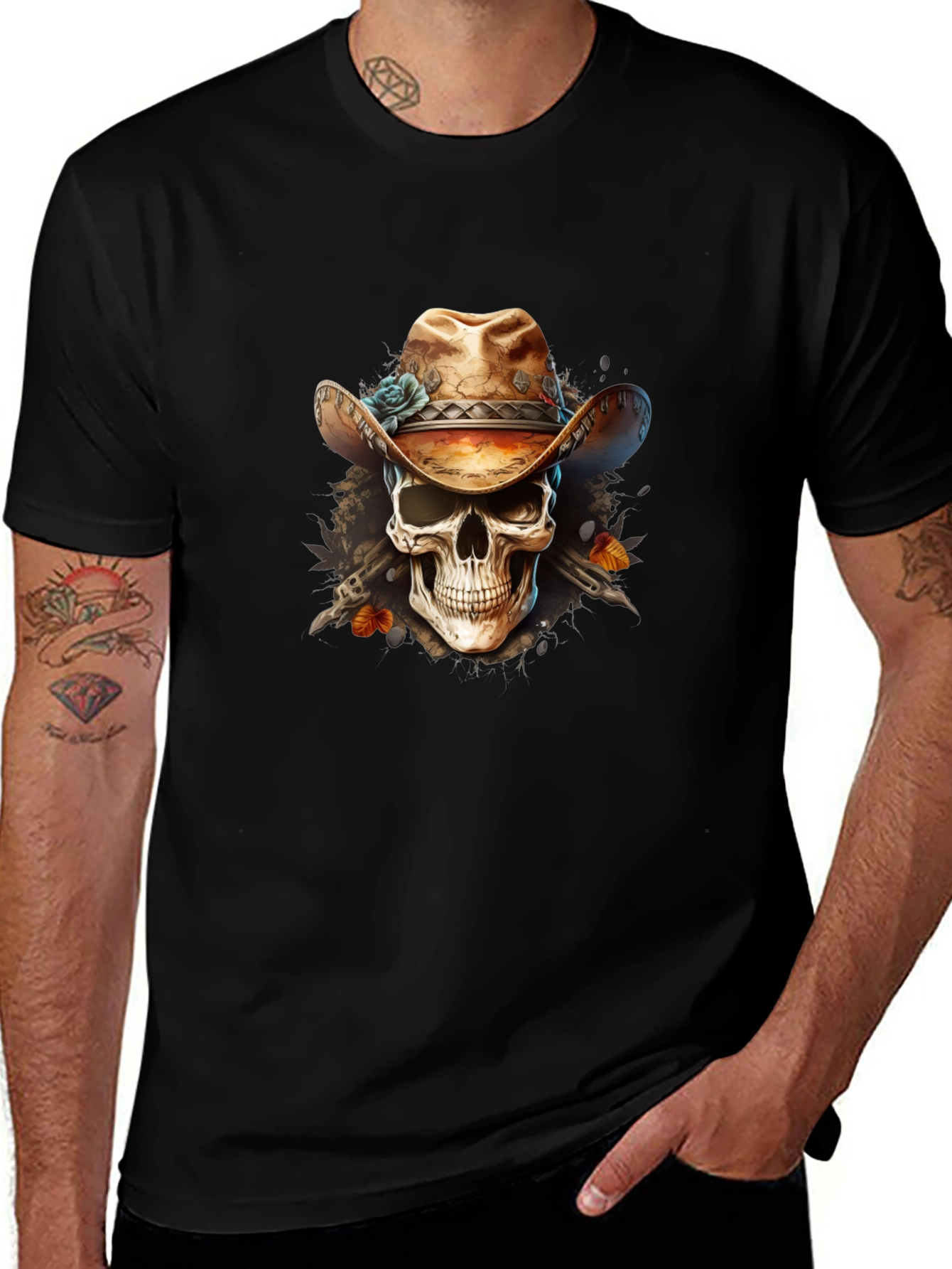 Cowboy Skull Graphic Tee - Western Style