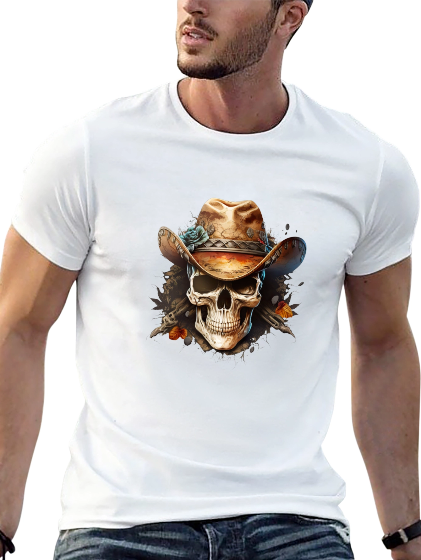 Cowboy Skull Graphic Tee - Western Style