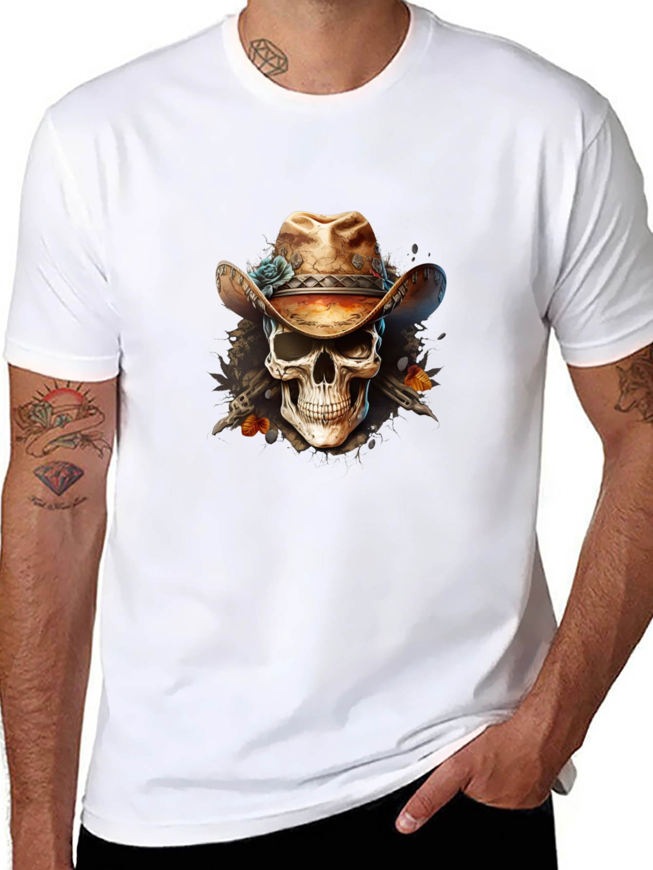 Cowboy Skull Graphic Tee - Western Style