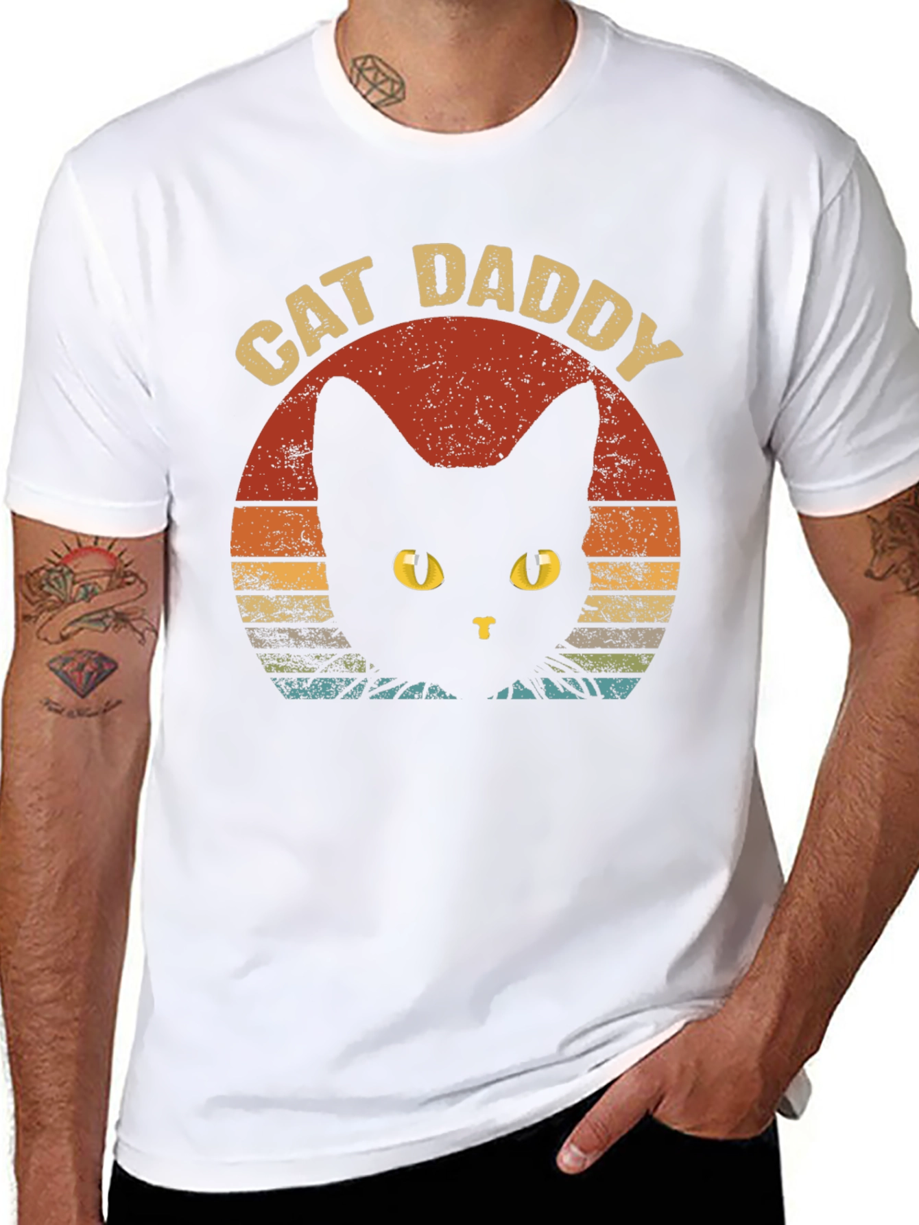 Cat Daddy Graphic Tee - Retro Style Black T-Shirt