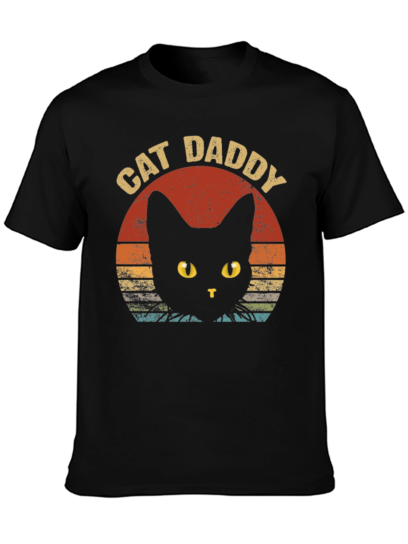Cat Daddy Graphic Tee - Retro Style Black T-Shirt