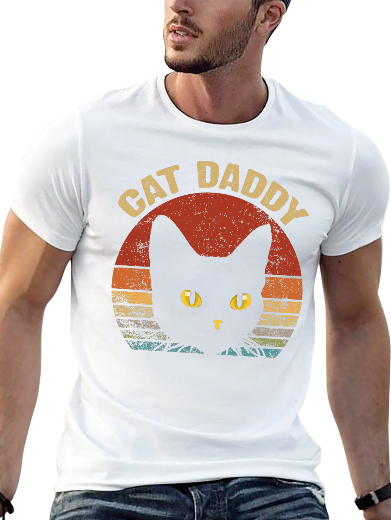 Cat Daddy Graphic Tee - Retro Style Black T-Shirt