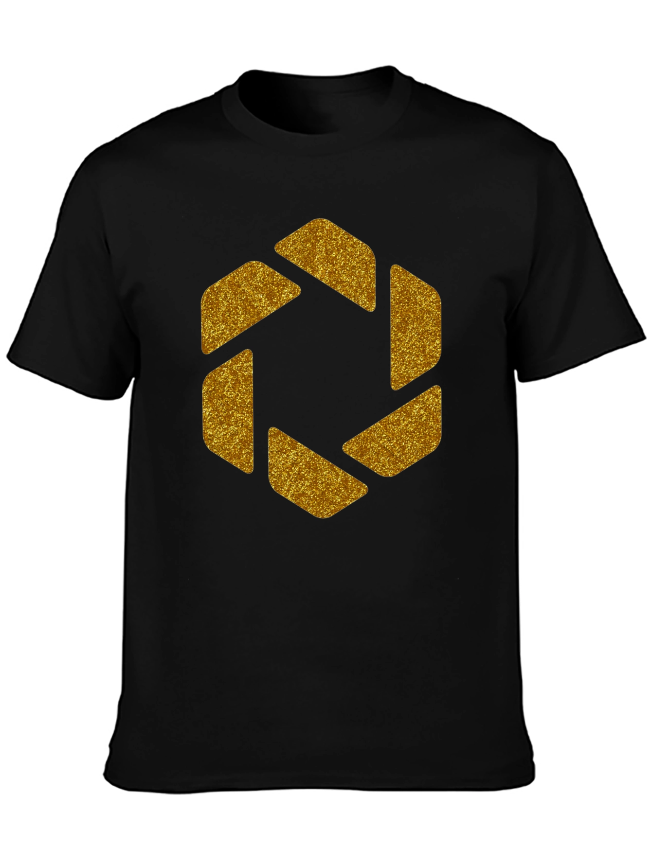 Geometric Gold Aperture Graphic Tee - Black