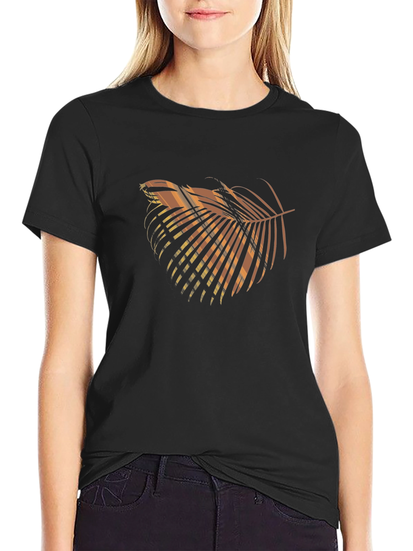 Tropical Palm Leaf Graphic T-Shirt - Black