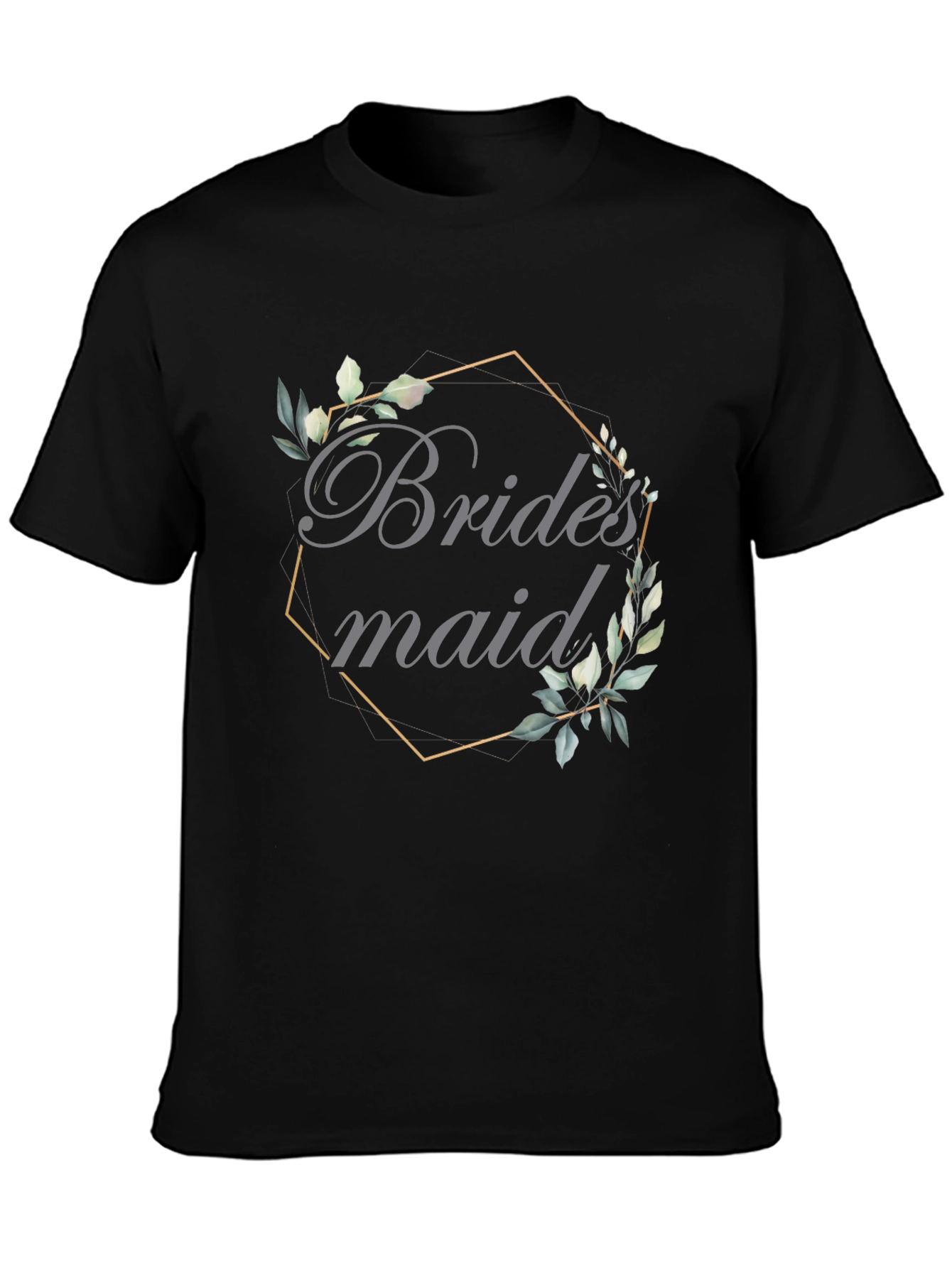 Bridesmaid Floral Wreath Graphic Tee - Black